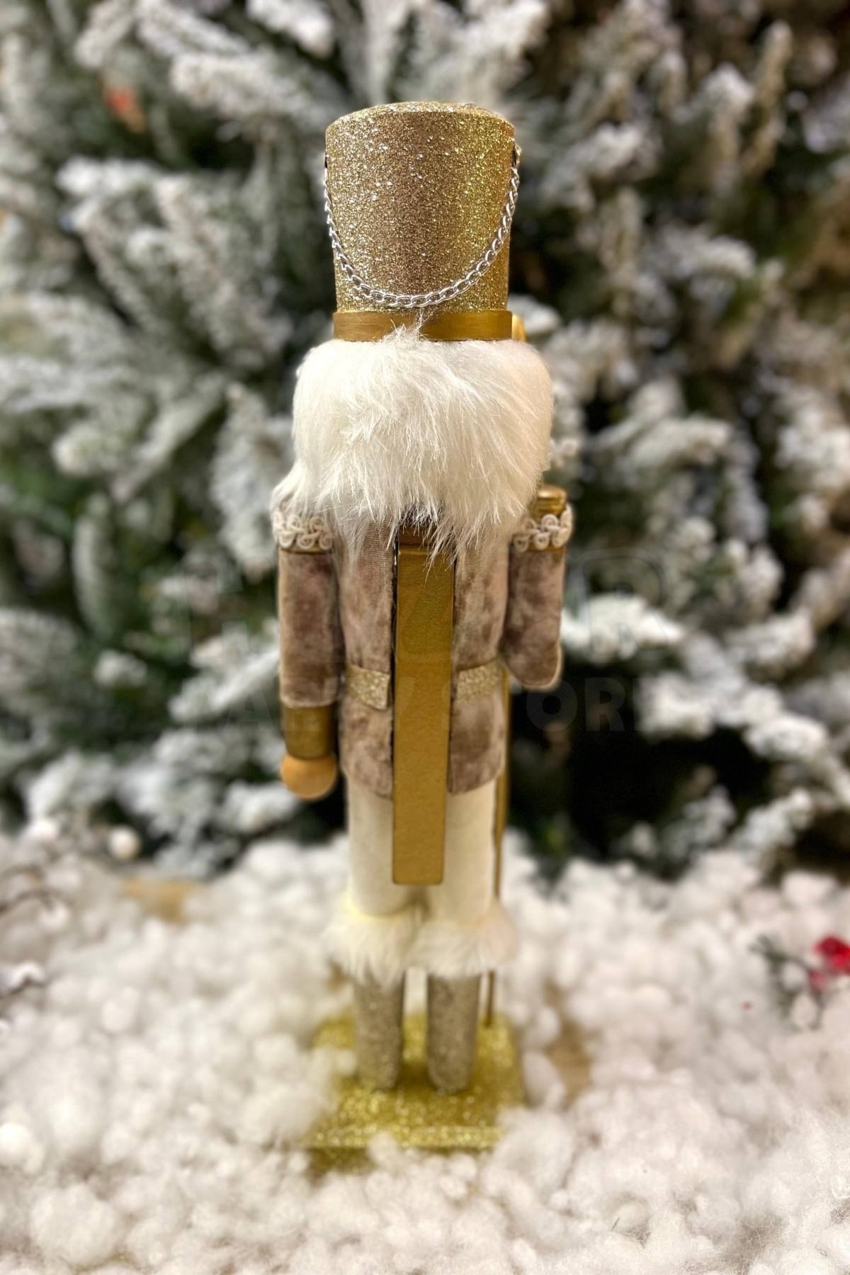 40 Cm Fındıkkıran Kutup Yıldızı Mızraklı Gold Renkli Kurşun Asker Nutcracker Yılbaşı Yeni Yıl Dekoru