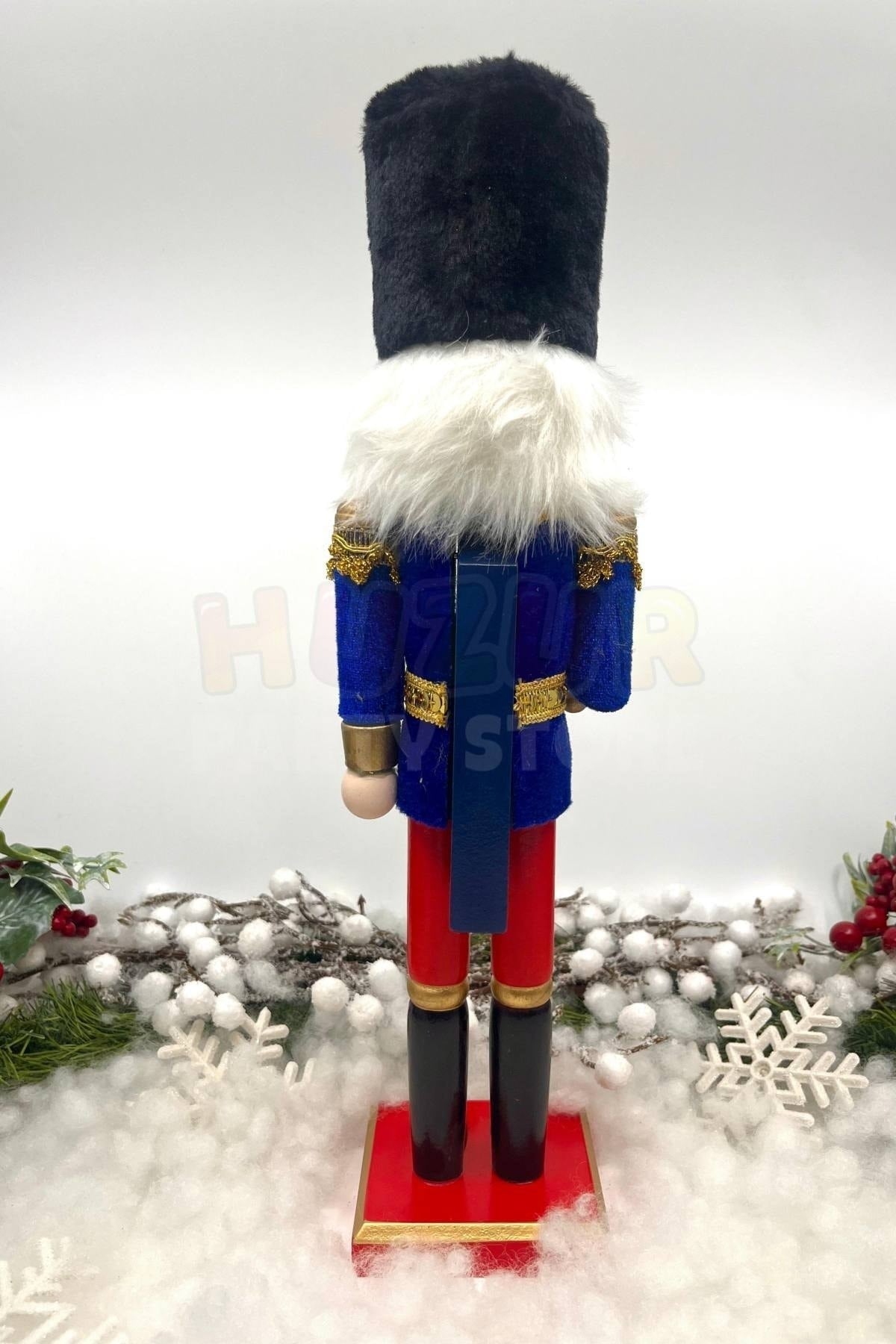 40 Cm Kılıçlı Fındıkkıran Lacivert Renkli Kurşun Asker Siyah Kavuklu Nutcracker Yılbaşı Dekoru