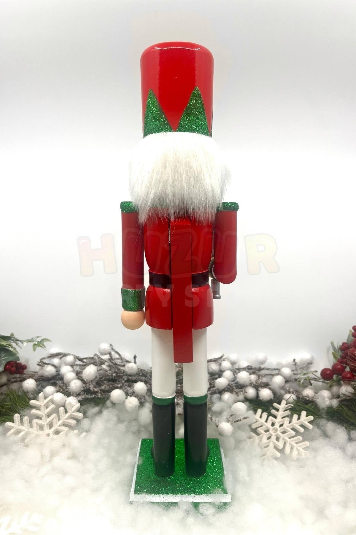 40 Cm Kılıçlı Fındıkkıran Yeşil Kırmızı Renkli Kurşun Asker Simli Nutcracker Yeni Yıl Yılbaşı Dekoru