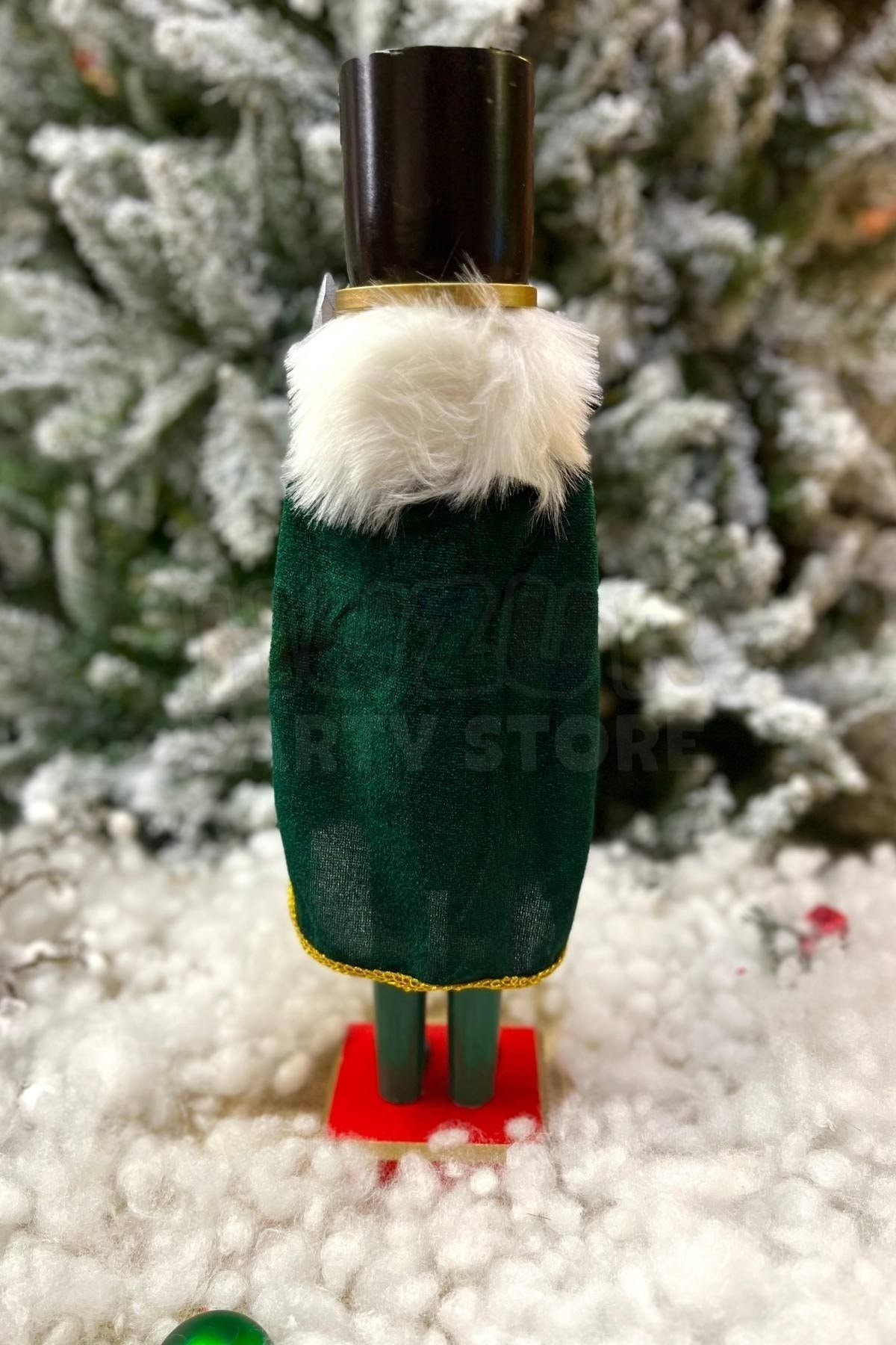 40 Cm Kılıçlı Fındıkkıran Yeşil Pelerinli Kıyafetli Kurşun Asker Nutcracker Yılbaşı Yeni Yıl Dekoru