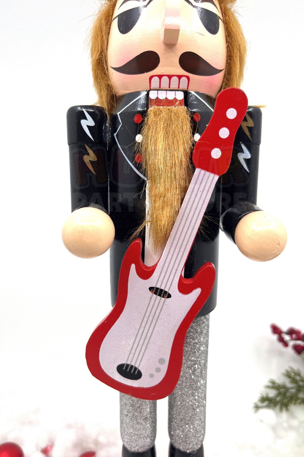 40 Cm Kırmızı Gitarist Metalci Ağır Metal Rockçı Fındıkkıran Gitarlı Kurşun Asker Orijinal El Yapımı