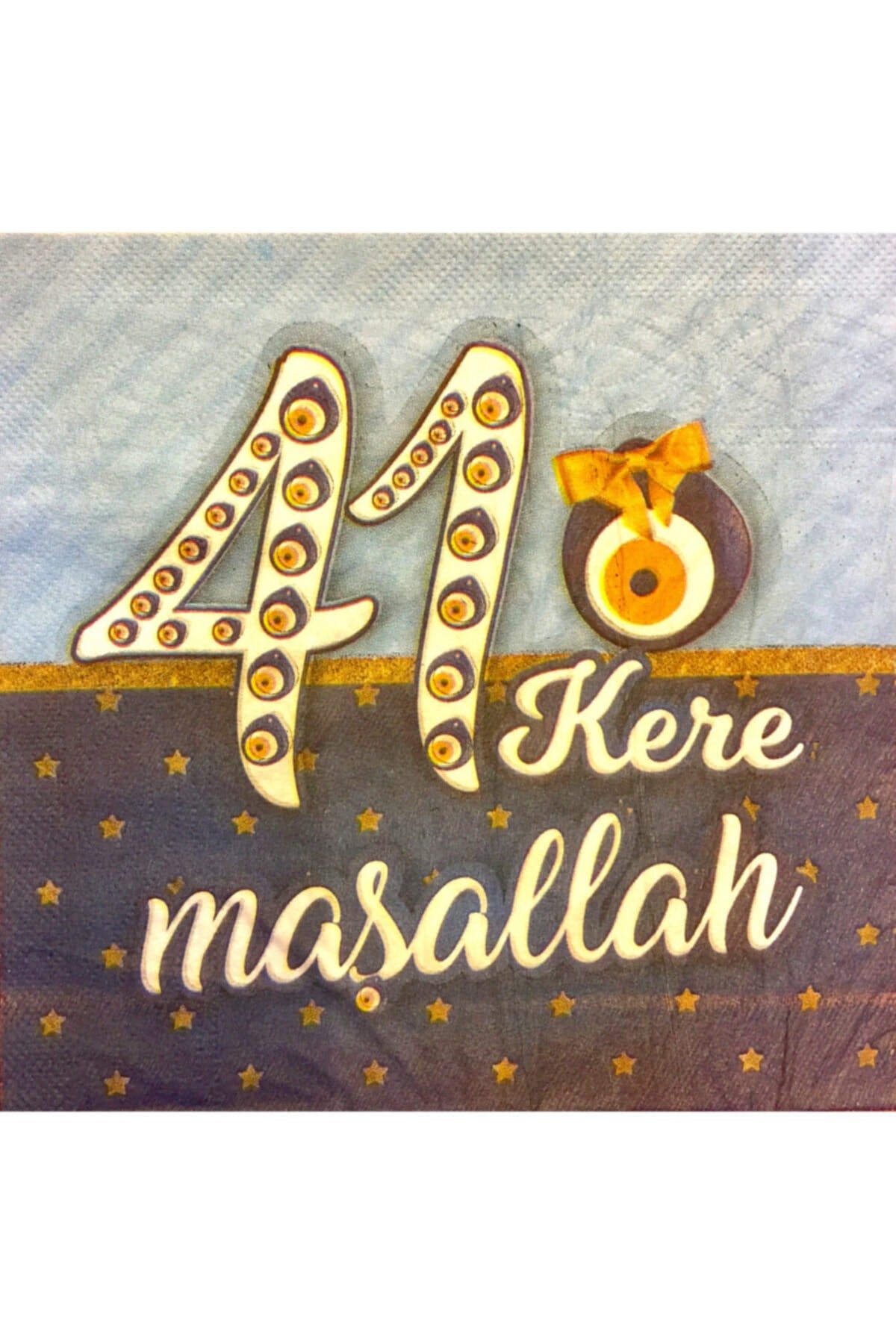 41 Kere Maşallah Yazılı Peçete Nazar Boncuğu Sünetime Hoşgeldiniz Temalı Sünnet Süsü 20 Adet 16x16cm