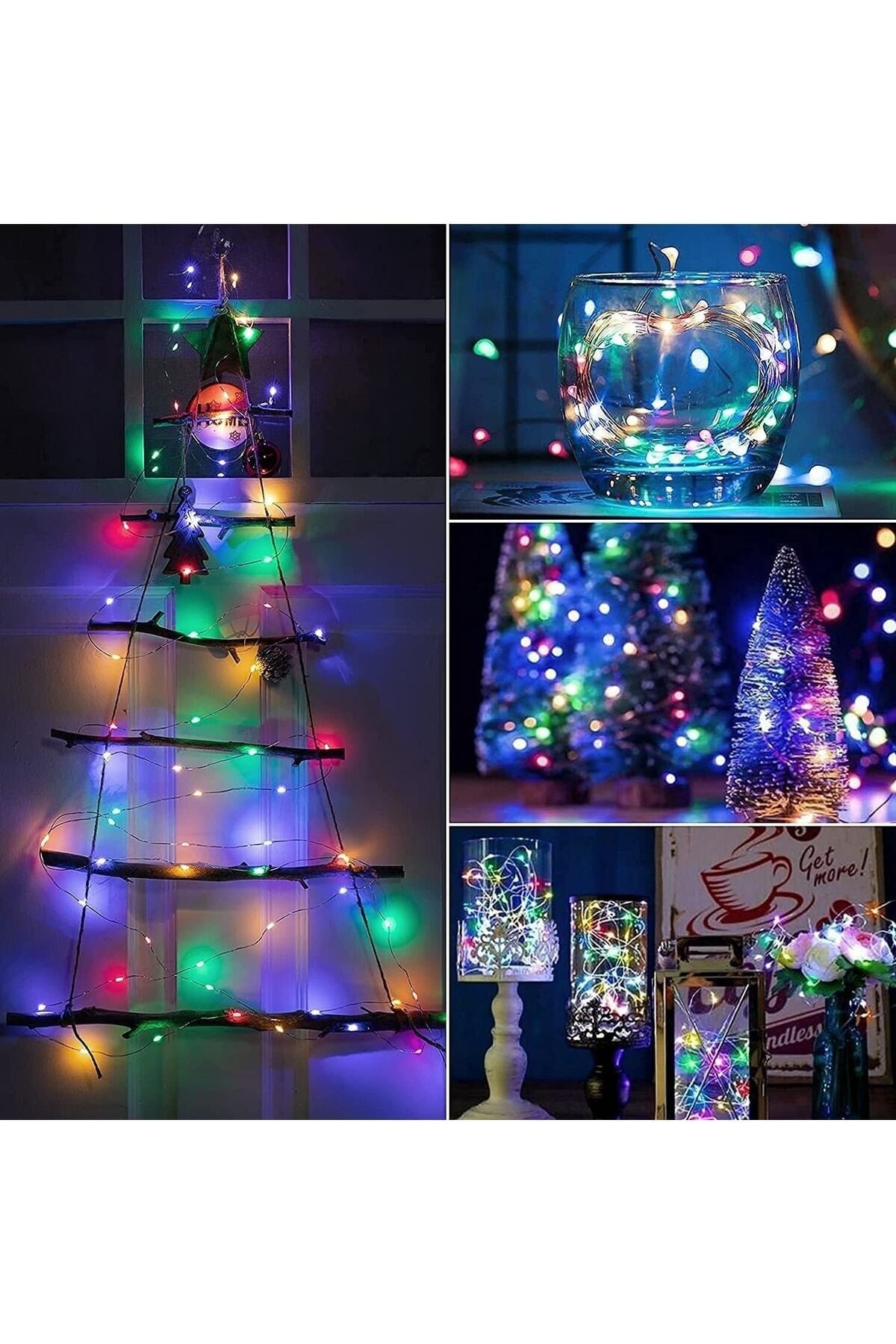 5 Metre Karışık Renkli Ramazan Bayramı Işığı Süsü Peri Led Işık Dekoratif Pilli 3 Fonksiyonlu Lamba