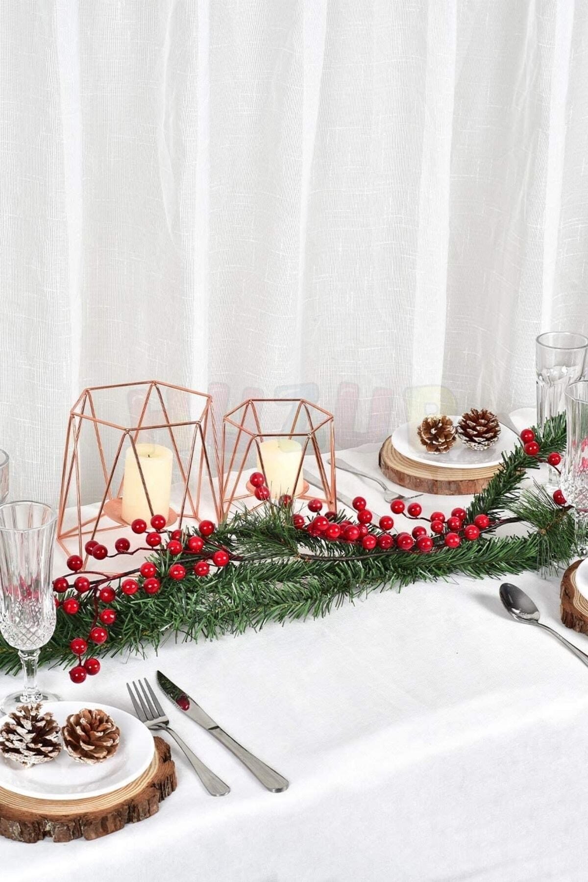 5 Metre X 70mm Yeşil Çam Dalı Şerit Garland Yılbaşı Yeni Yıl Ağacı Gürleştirici Dekor Doğal Görünüm