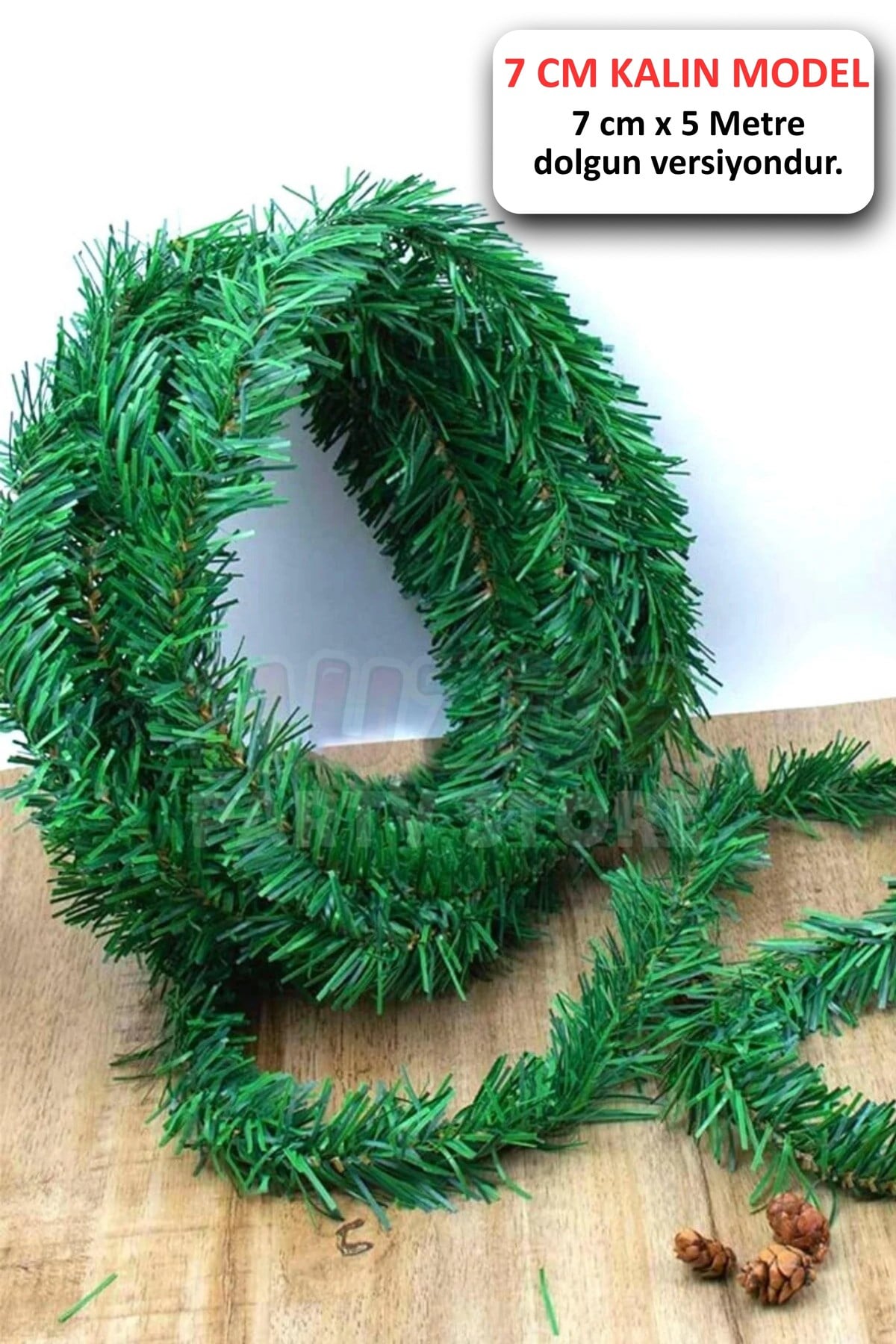 5 Metre X 70mm Yeşil Çam Dalı Şerit Garland Yılbaşı Yeni Yıl Ağacı Gürleştirici Dekor Doğal Görünüm