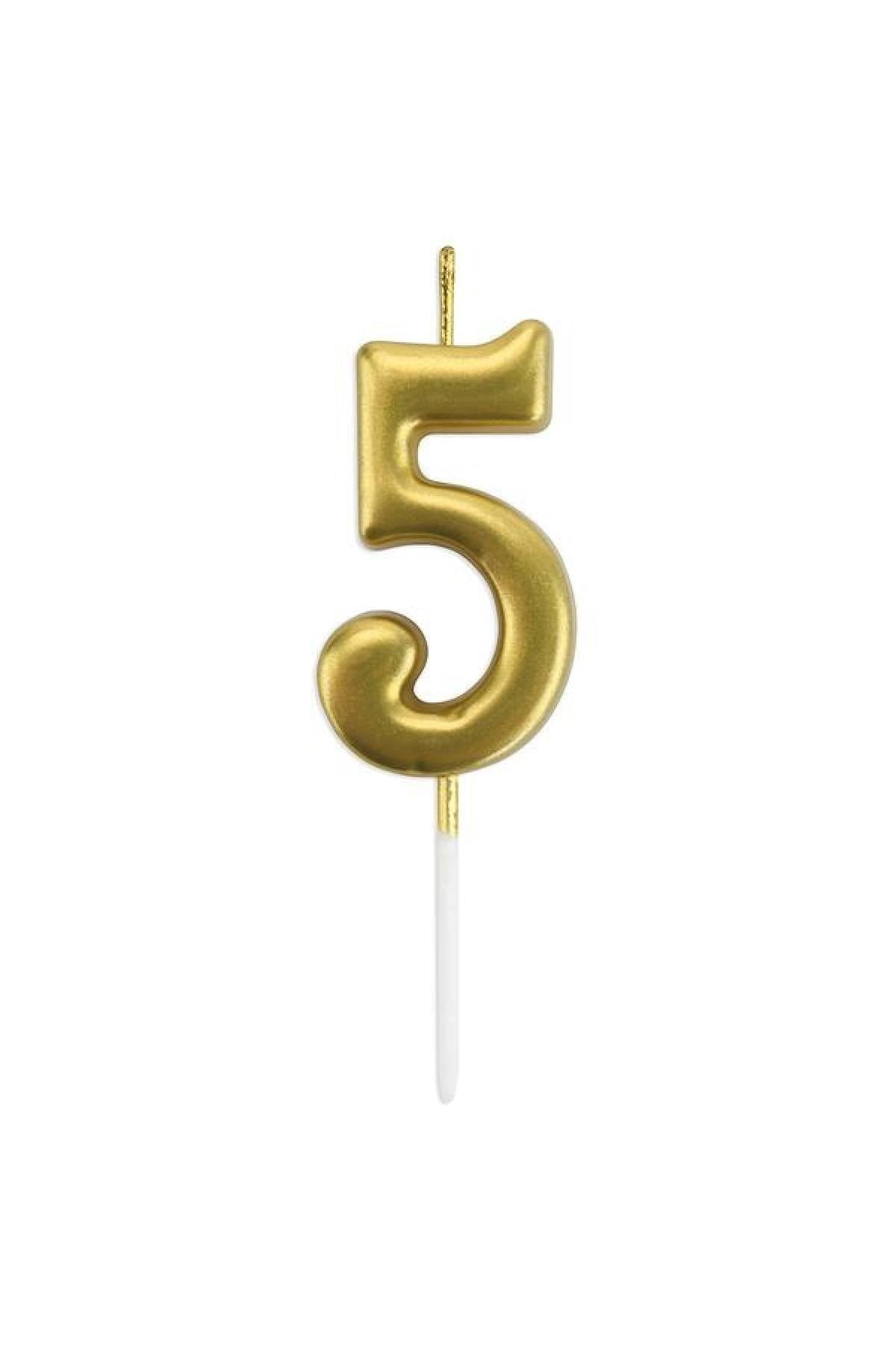 5 Yaş Gold Rakam Mum Altın Renk Doğum Günü Pasta Mumu Sarı Renkli Parlak Parti Mumu