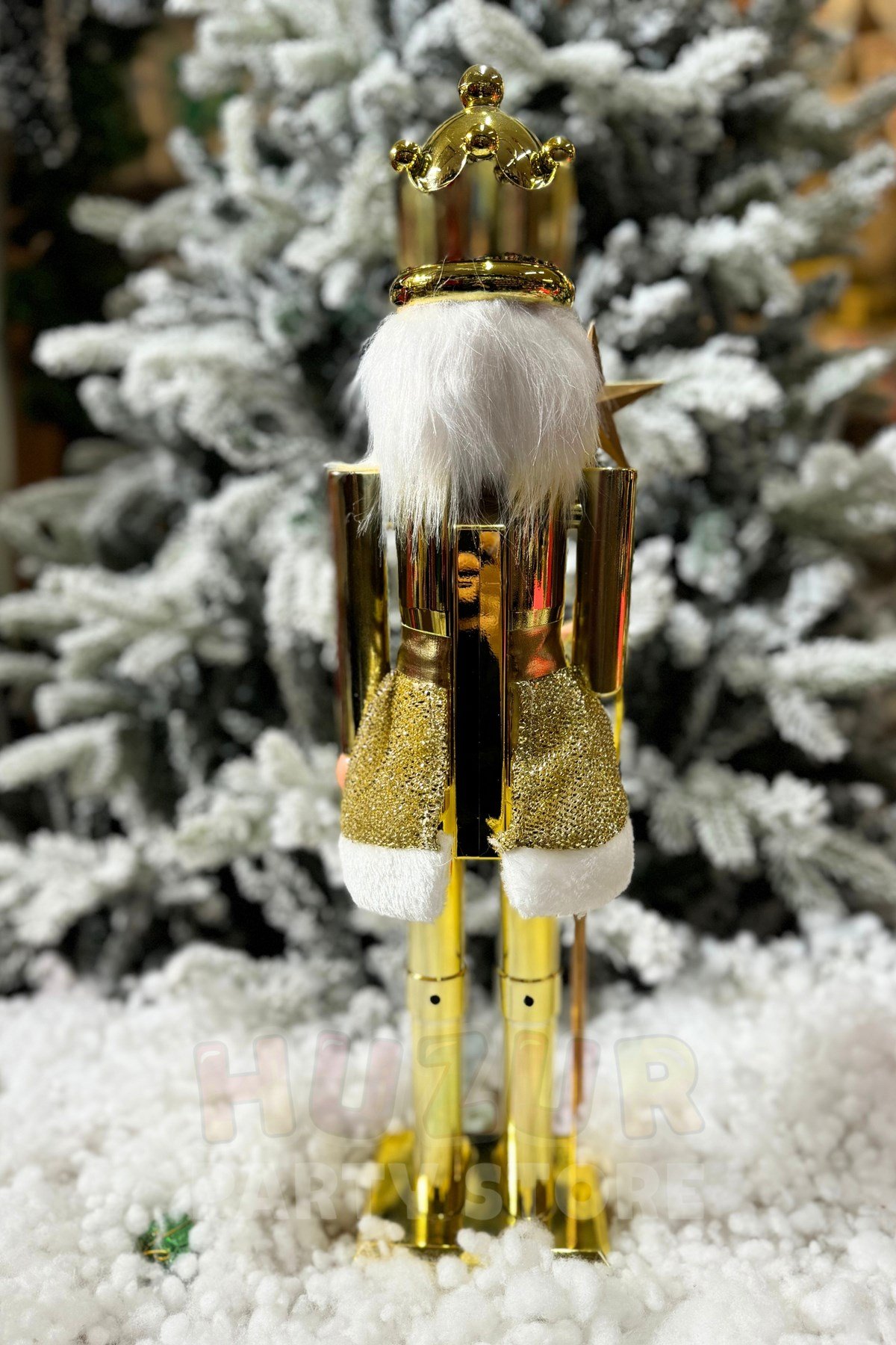 60 Cm Fındıkkıran Metalik Gold Renkli Kurşun Asker El Yapımı Yılbaşı Süsü Ağzı Açılıp Kapanabilen