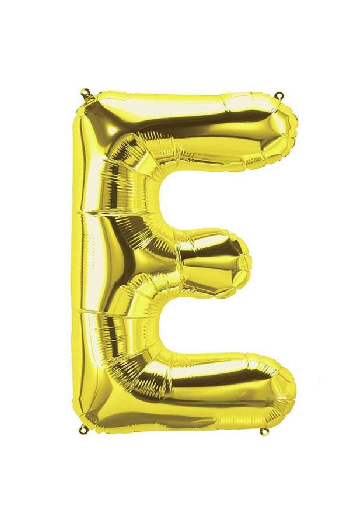 75 Cm Gold Orta Boy Sarı Folyo Balon 34 Inç Altın E Harfi