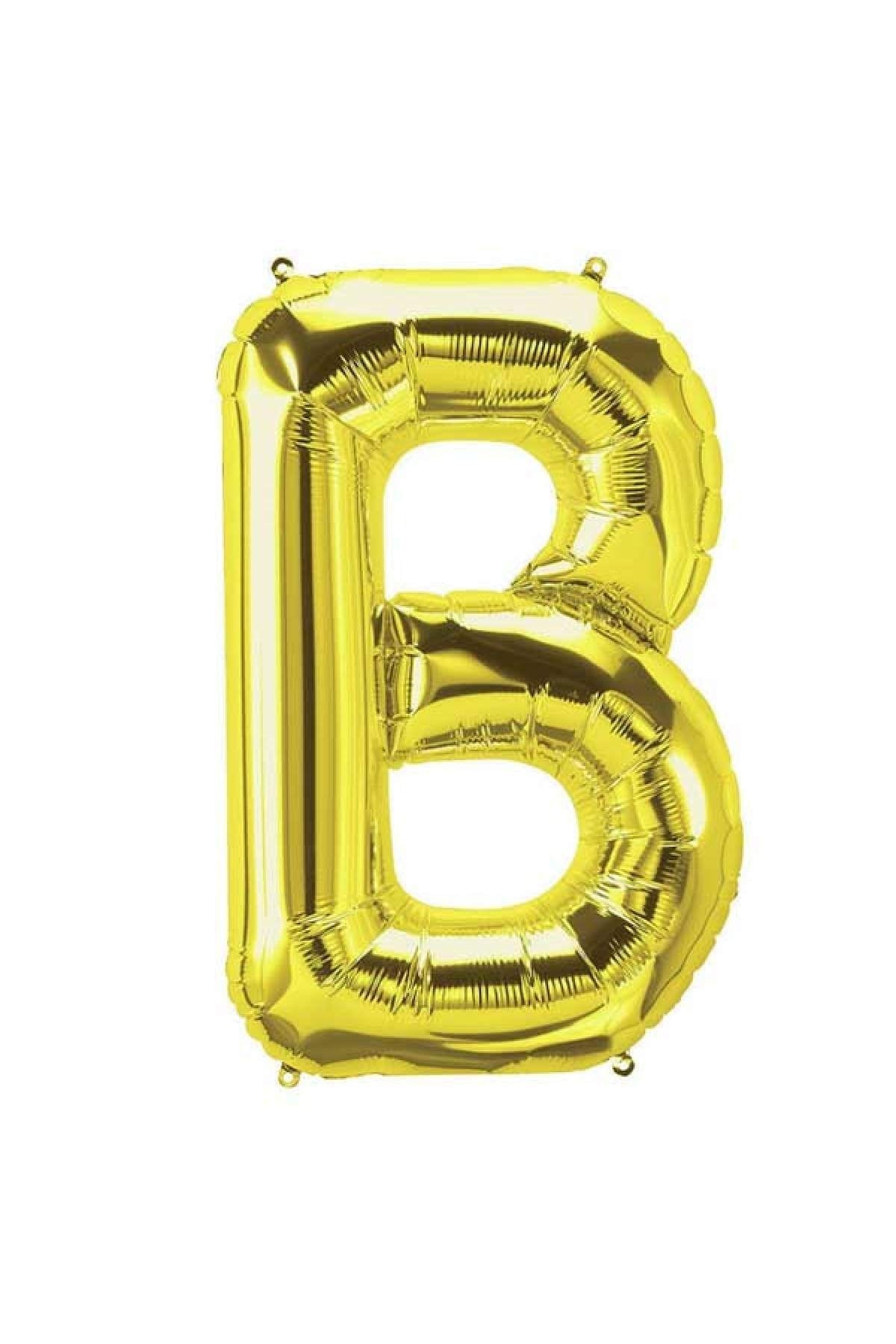 75 Cm Gold Orta Boy Sarı Folyo Balon 34 Inç Altın B Harfi