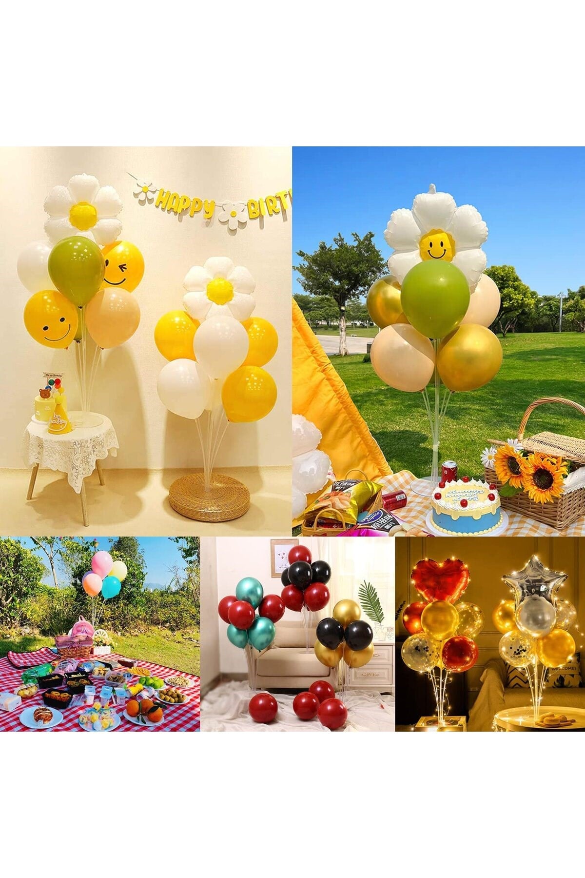 7li Balon Standı 70 Cm 7 Çubuklu Süsleme Ayaklı Stand Doğum Günü Parti Balonsuz Yollanmaktadır