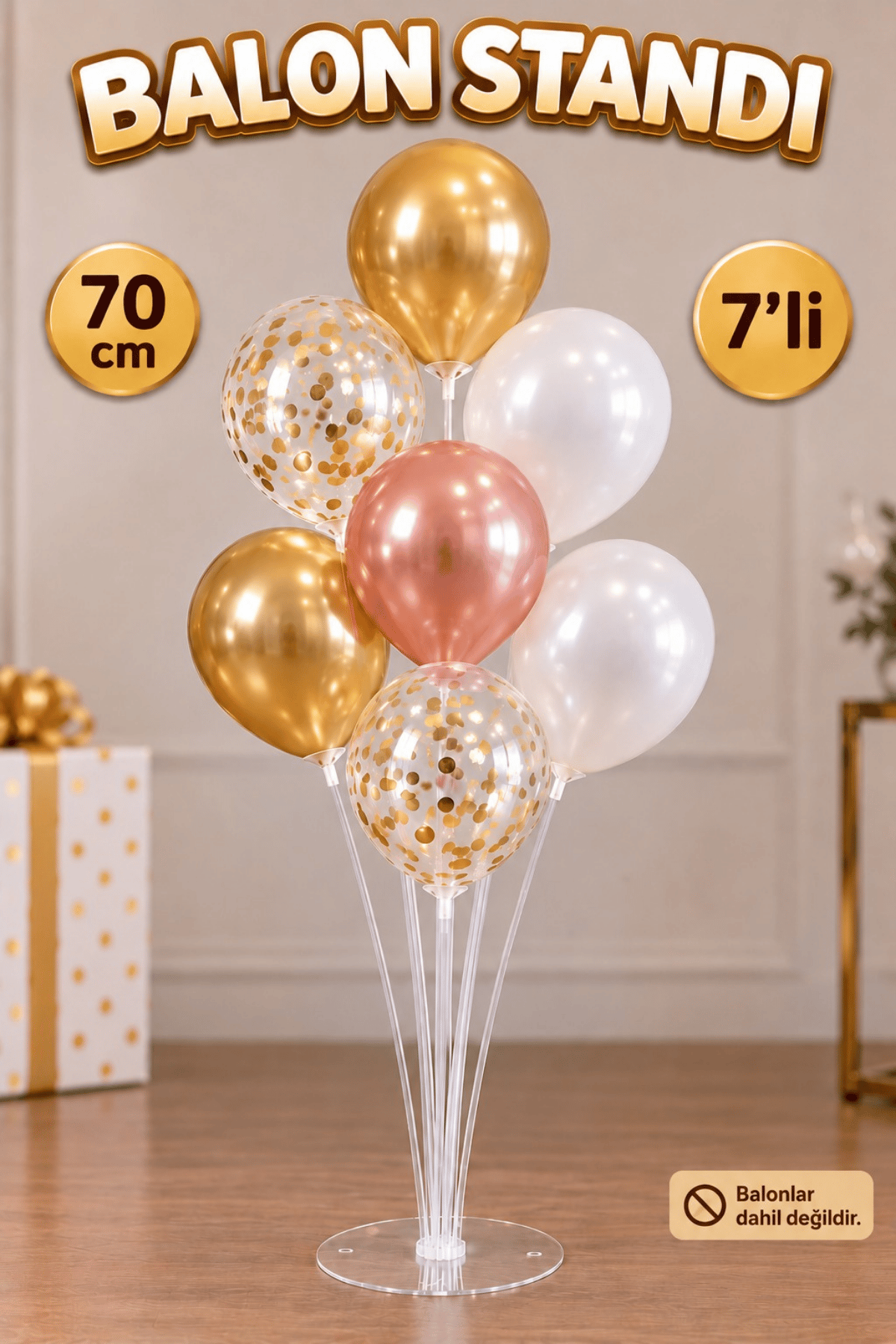 7li Balon Standı 70 Cm 7 Çubuklu Süsleme Ayaklı Stand Doğum Günü Parti Balonsuz Yollanmaktadır