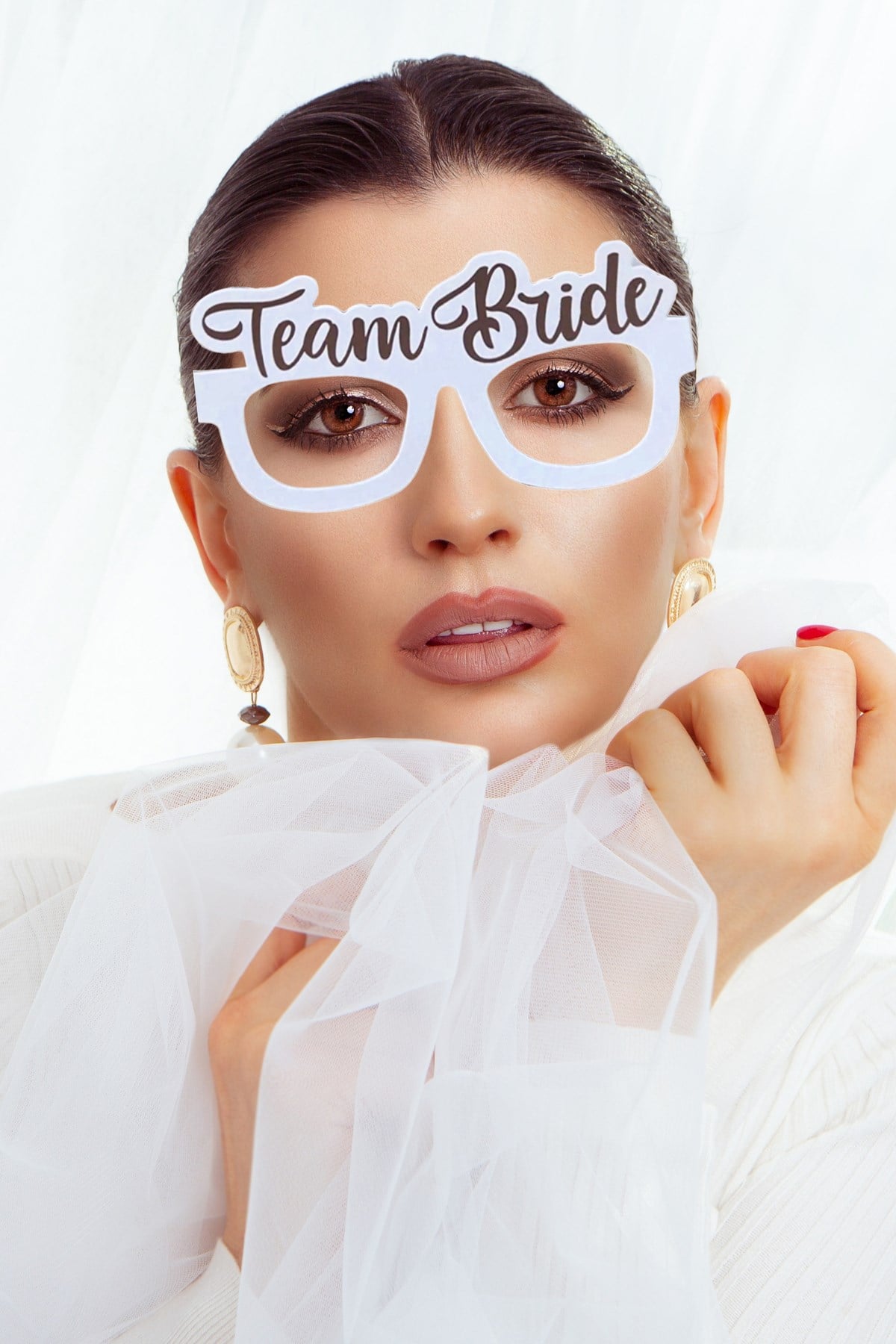 8 Adet Bride Konsepti Gözlük Rose Gold Renk Team Bride Yazılı Beyaz Bekarlığa Veda Partisi Gözlüğü