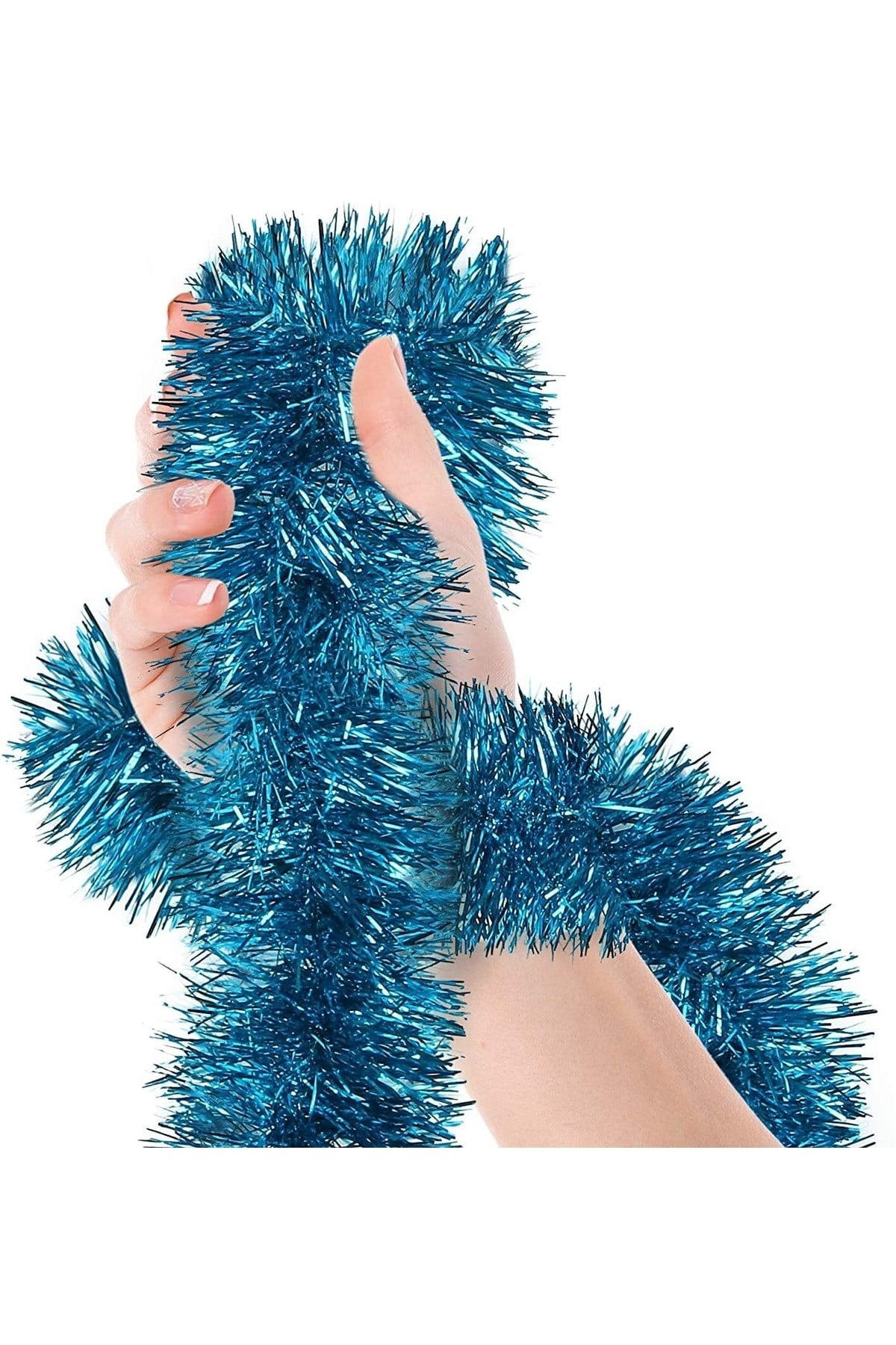 Açık Mavi Yılbaşı Garland Doğum Günü Simi Çam Ağacı Süsü 7x200 Cm Boyuna Asılan Boyna Parti Sim