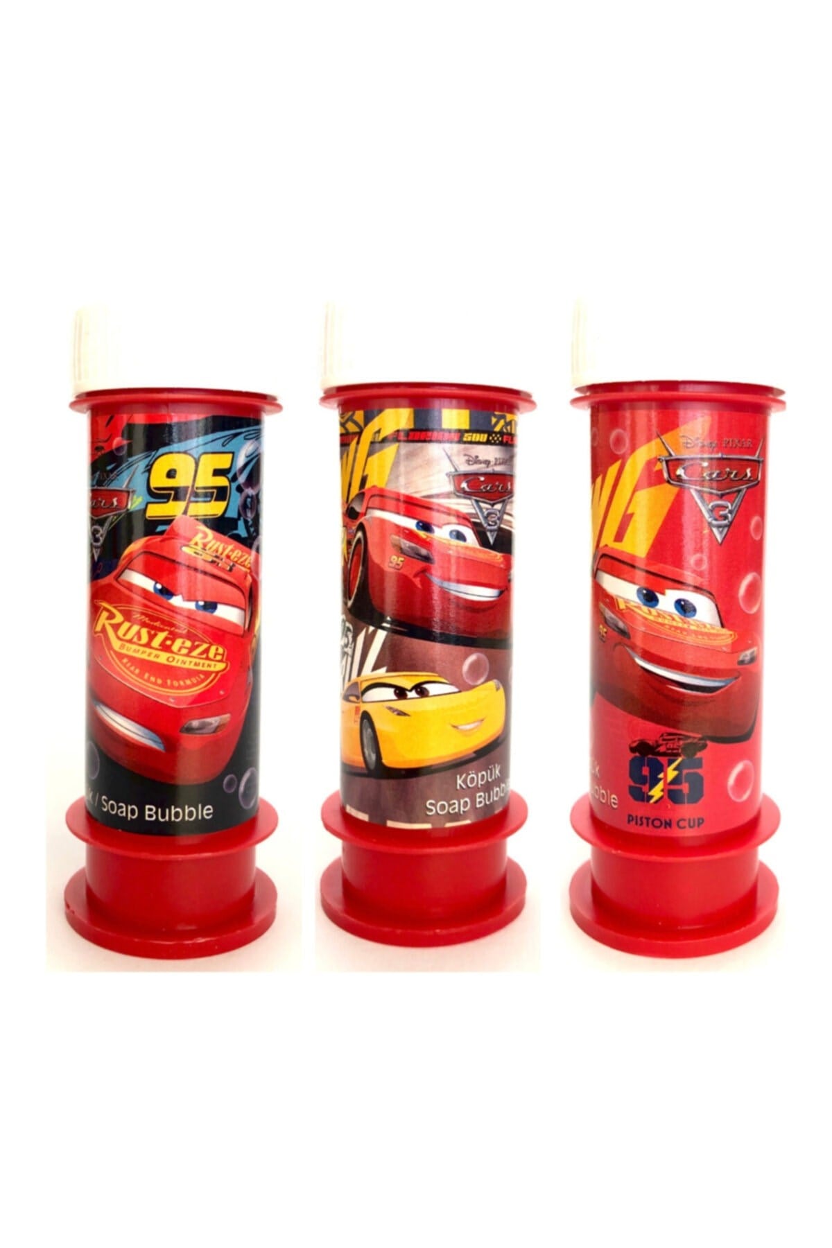 Arabalar Temalı Cars Şimşek Mcqueen 3lü Köpük Balon Arabalar Figürlü Köpük Baloncuk 60 ml