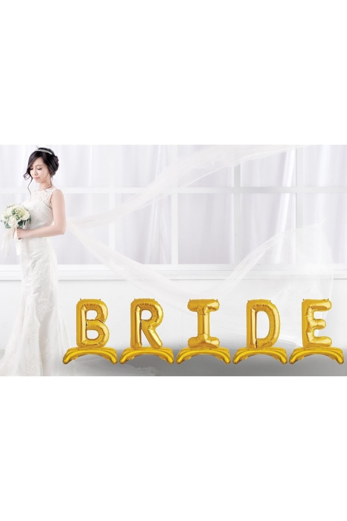 Ayaklı Bride Yazılı Oturan Folyo Balon Gold Altın Sarısı Renkli Bekarlığa Veda Partisi Her Harf 80cm