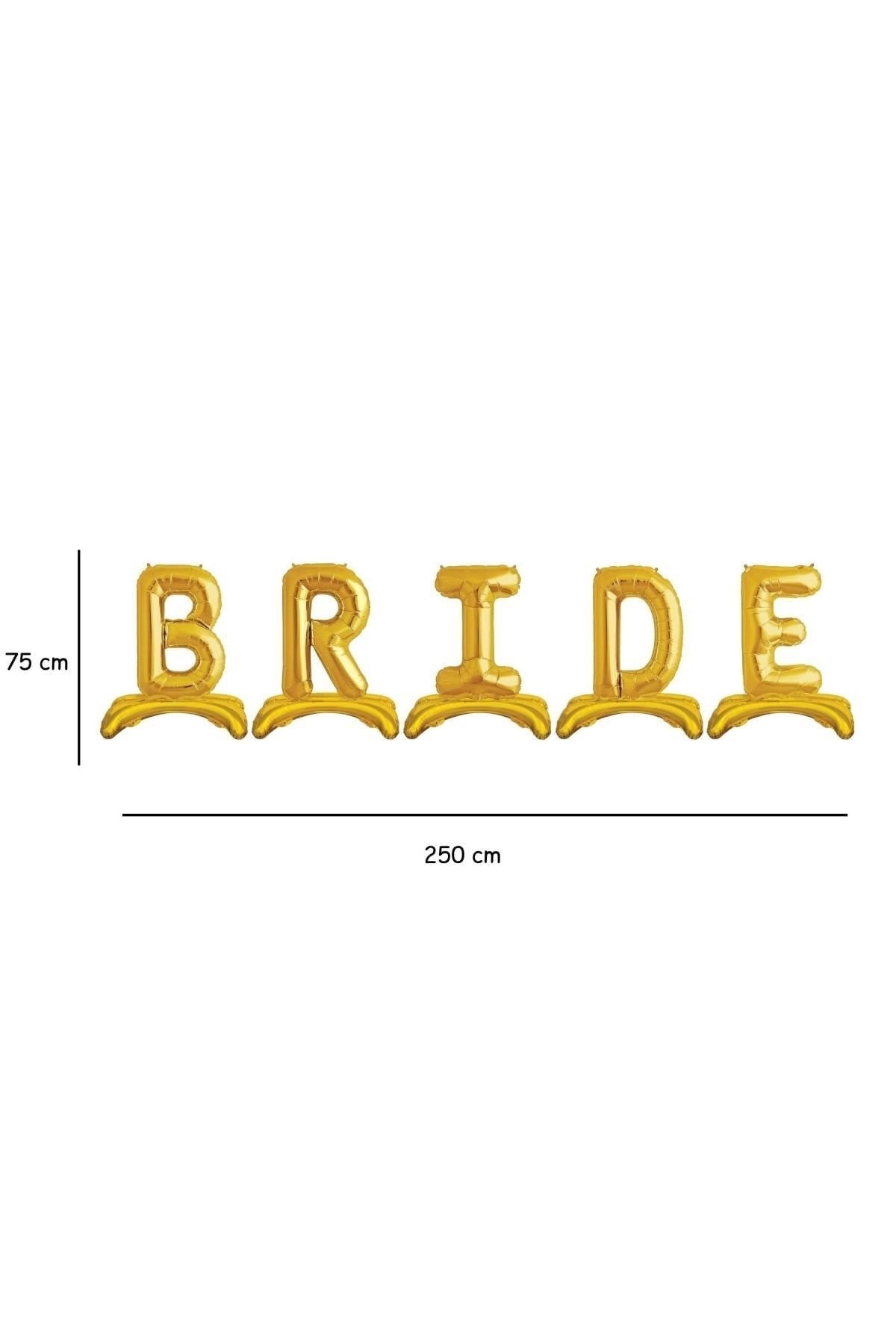 Ayaklı Bride Yazılı Oturan Folyo Balon Gold Altın Sarısı Renkli Bekarlığa Veda Partisi Her Harf 80cm