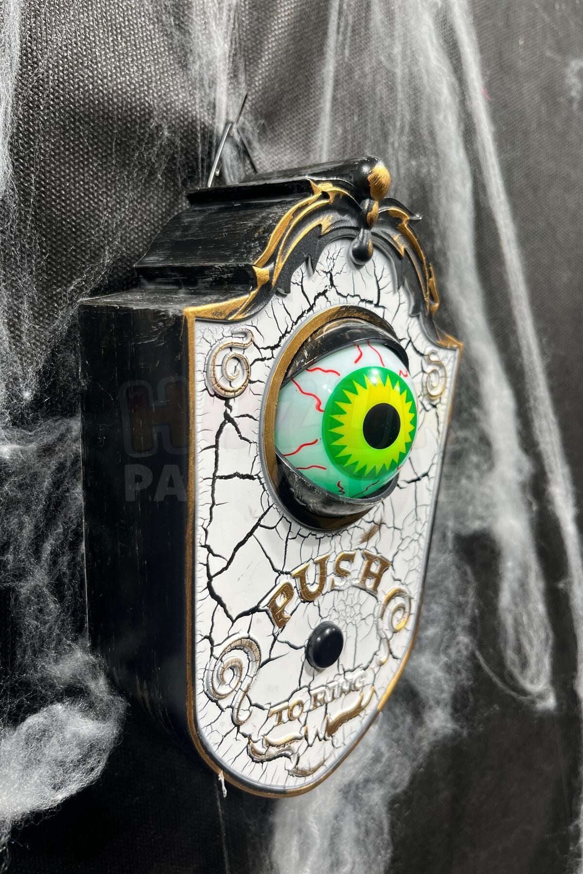 Beyaz Gold Oynar Gözlü Kapı Zili 4 Farklı Zil Sesi Asma Aparatlı 18x11 Cm Halloween Cadılar Bayramı