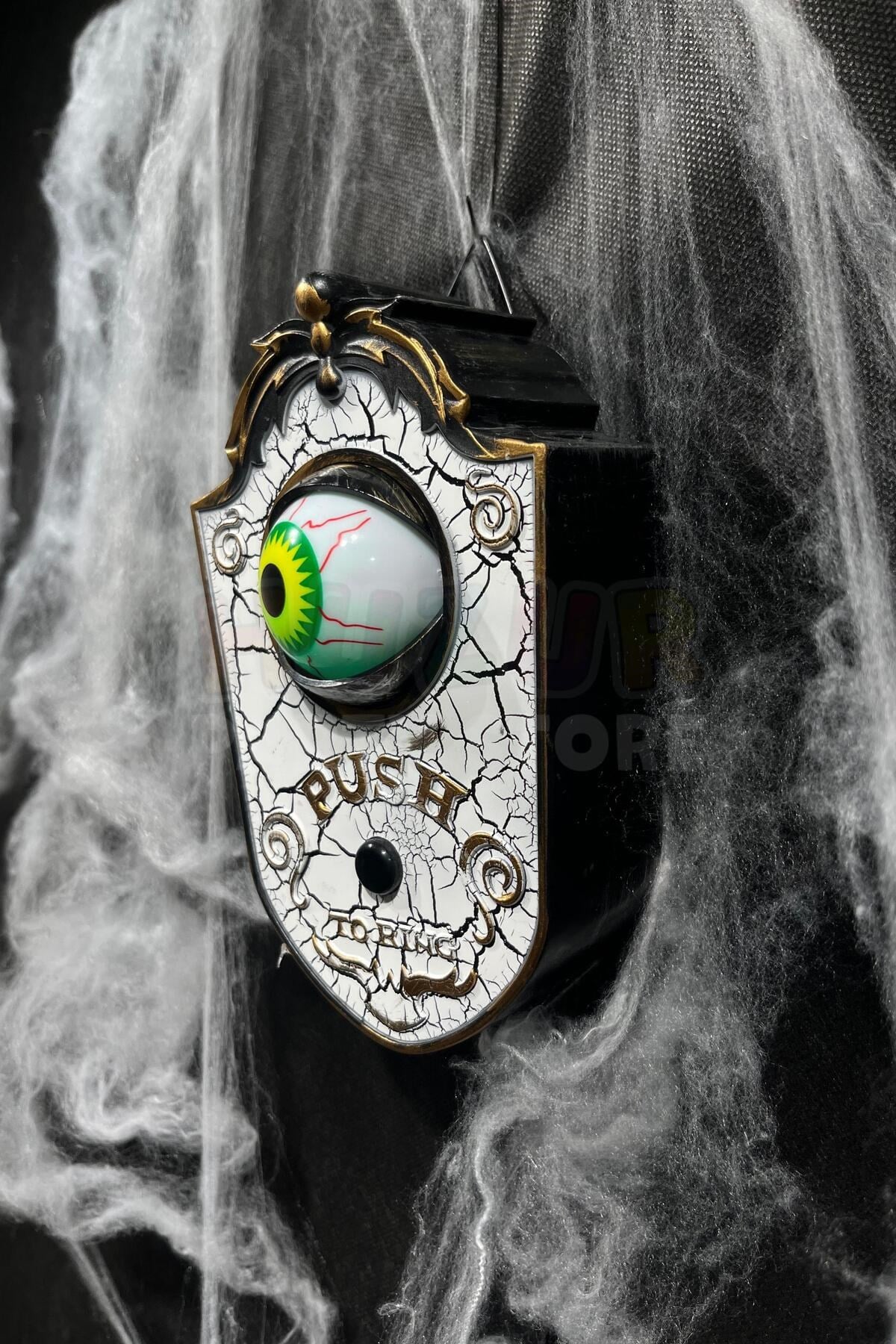Beyaz Gold Oynar Gözlü Kapı Zili 4 Farklı Zil Sesi Asma Aparatlı 18x11 Cm Halloween Cadılar Bayramı