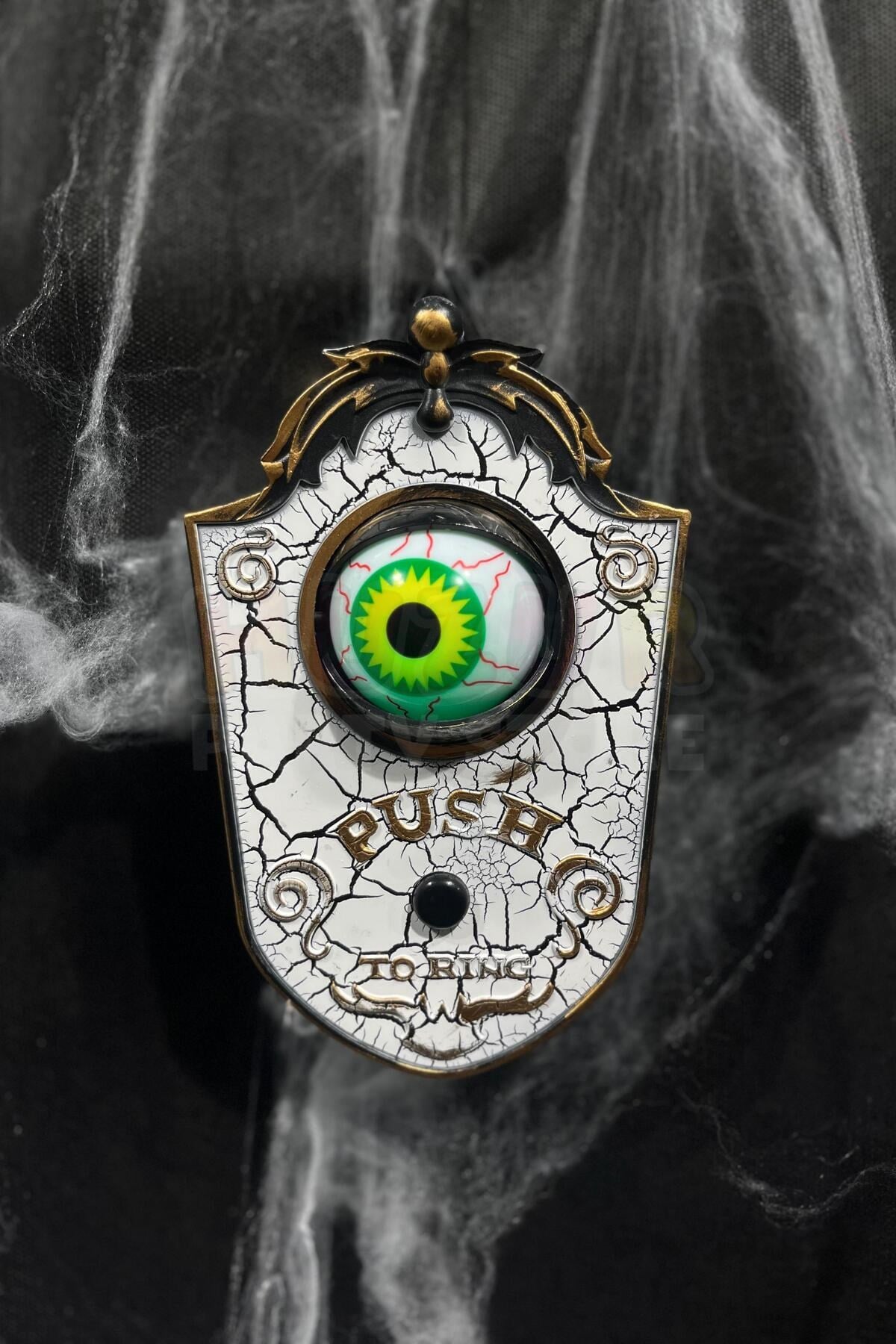 Beyaz Gold Oynar Gözlü Kapı Zili 4 Farklı Zil Sesi Asma Aparatlı 18x11 Cm Halloween Cadılar Bayramı