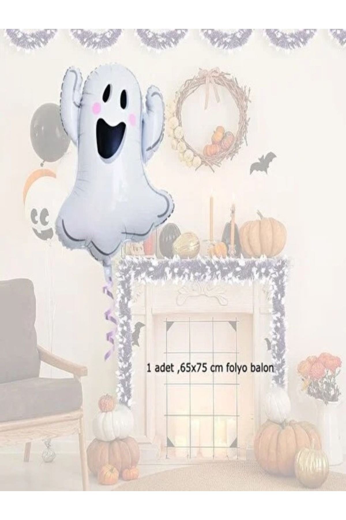 Beyaz Hayalet Folyo Balon 59x75 Cm Halloween Partisi Cadılar Bayramı Dekoratif Balon