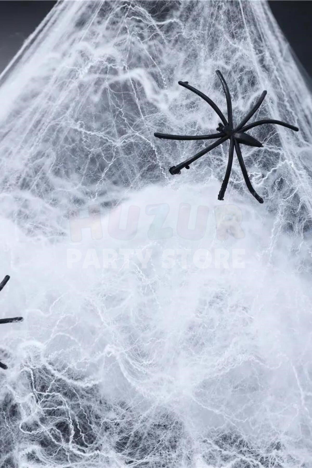 Beyaz Örümcek Ağı Ve Küçük Örümcek Seti Yapay 20 gr Halloween Cadılar Bayramı Partisi Ağ Dekor Süs