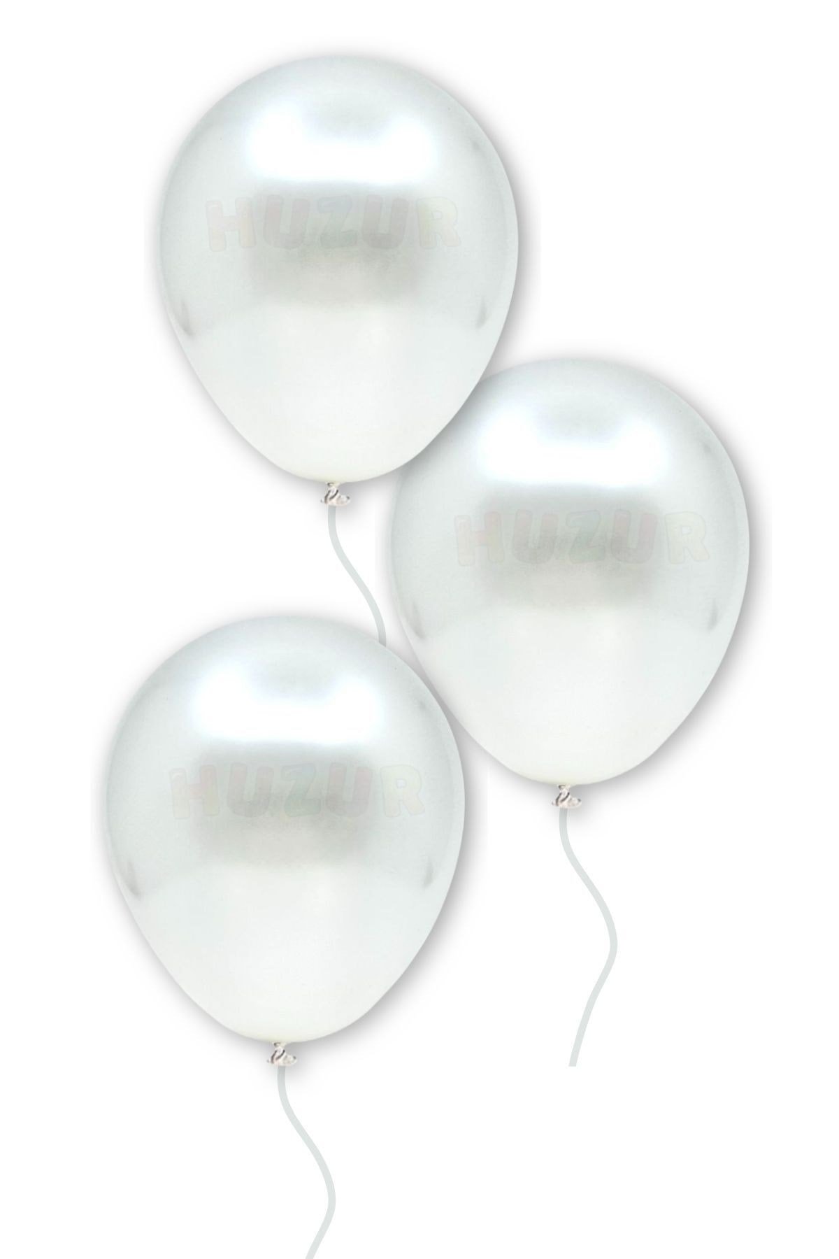 Beyaz Renkli Metalik Balon 50 Adet 30 Cm Lateks Parti Konsept Dekorasyon Kına Doğum Günü Balonu