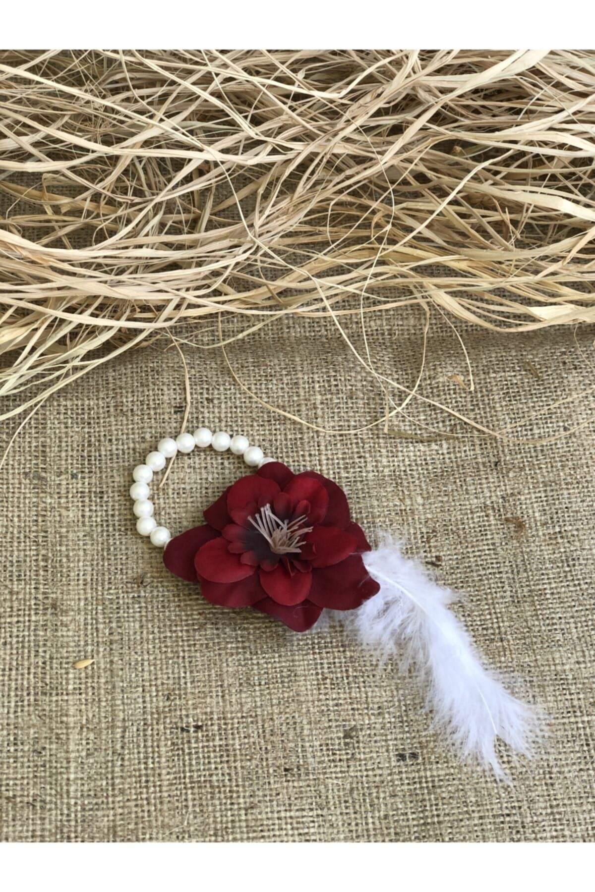 Bride To Be 10 Adet Nedime Gelin Bilekliği Tüy Ve Inci Detaylı Bordo Renkli Bekarlığa Veda Partisi