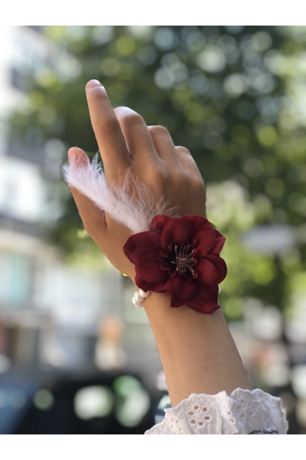 Bride To Be 10 Adet Nedime Gelin Bilekliği Tüy Ve Inci Detaylı Bordo Renkli Bekarlığa Veda Partisi