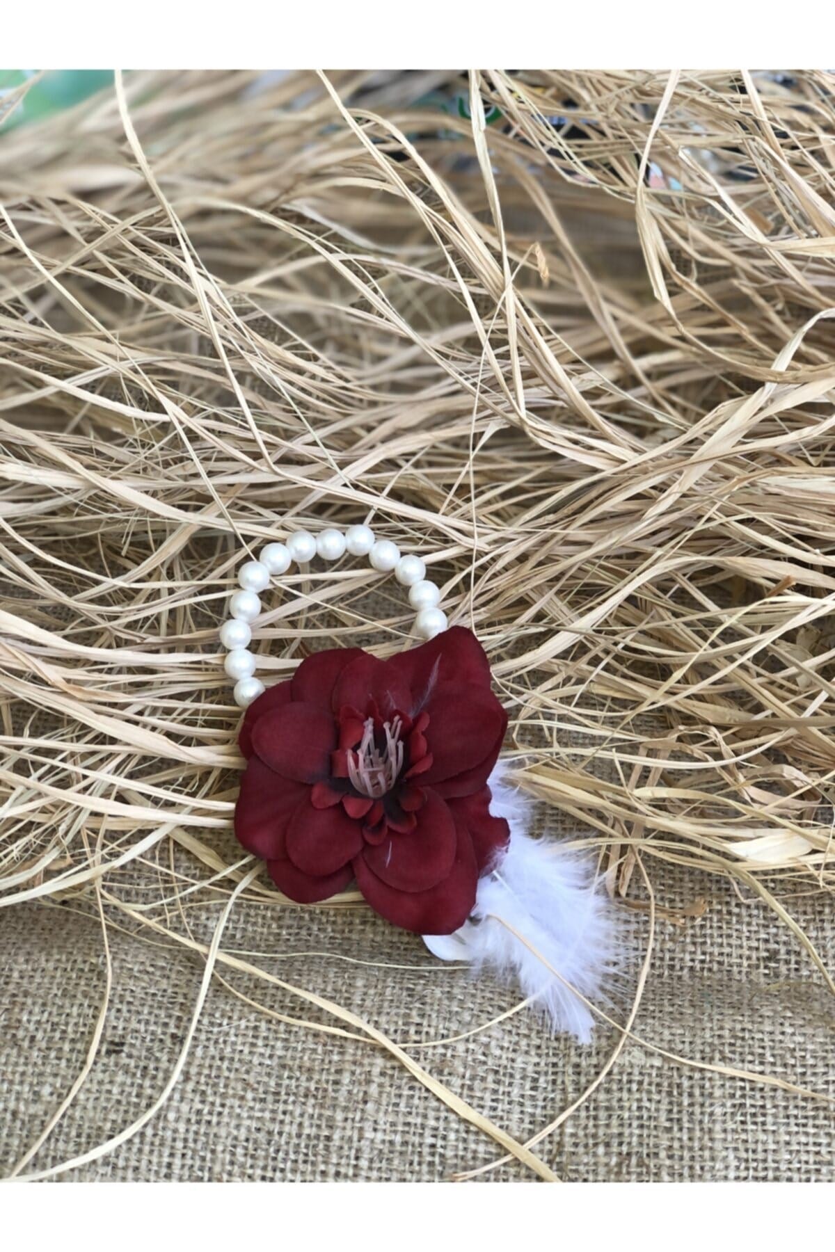 Bride To Be 10 Adet Nedime Gelin Bilekliği Tüy Ve Inci Detaylı Bordo Renkli Bekarlığa Veda Partisi