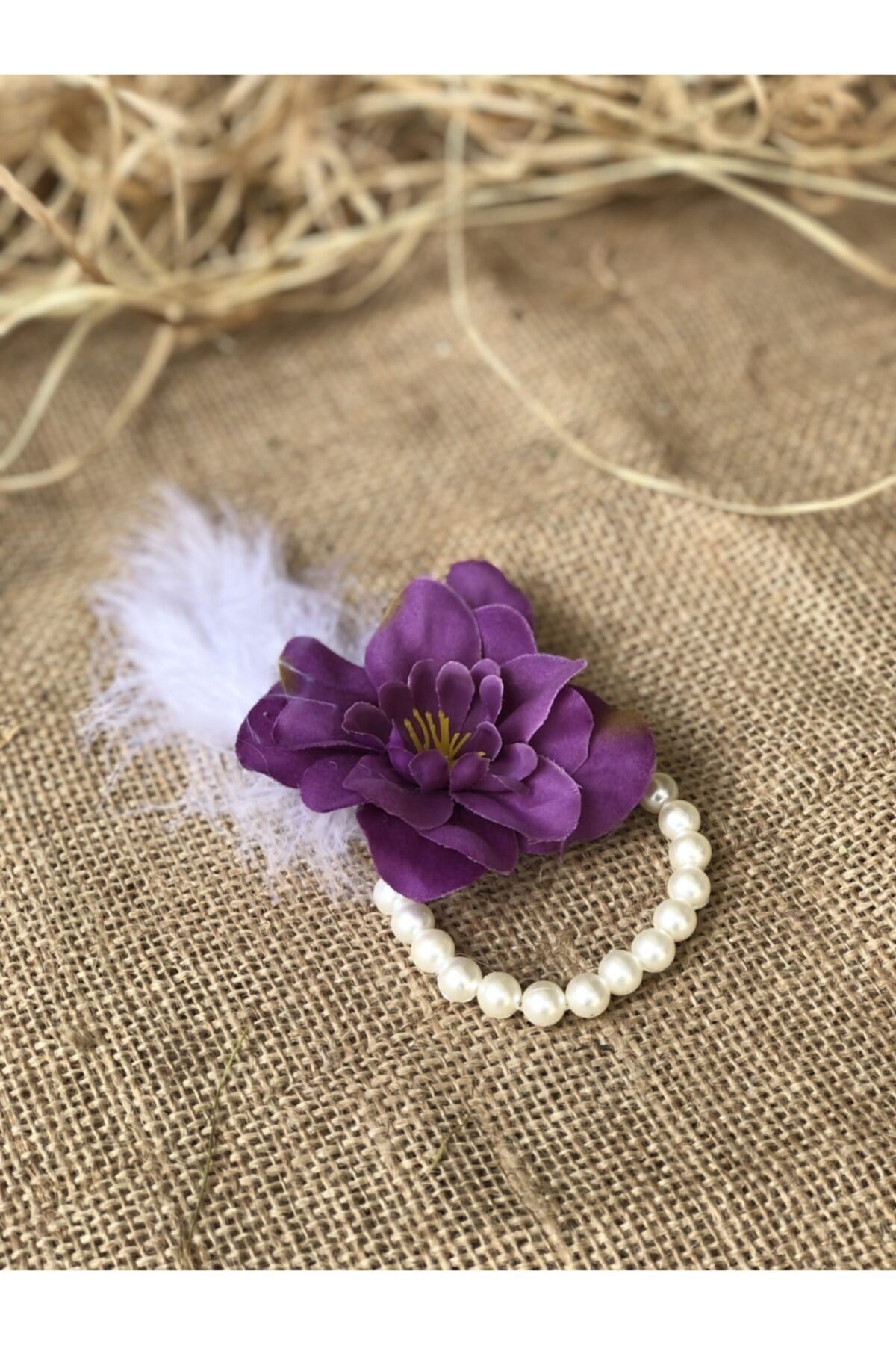 Bride To Be 10 Adet Nedime Gelin Bilekliği Tüy Ve Inci Detaylı Mor Renkli Bekarlığa Veda Partisi