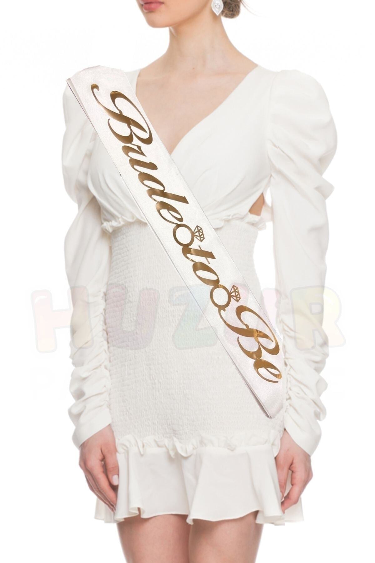 Bride To Be Beyaz Üstüne Rose Gold Yaldızlı Kuşak Yüzük Detaylı Bekarlığa Veda Partisi Konsepti