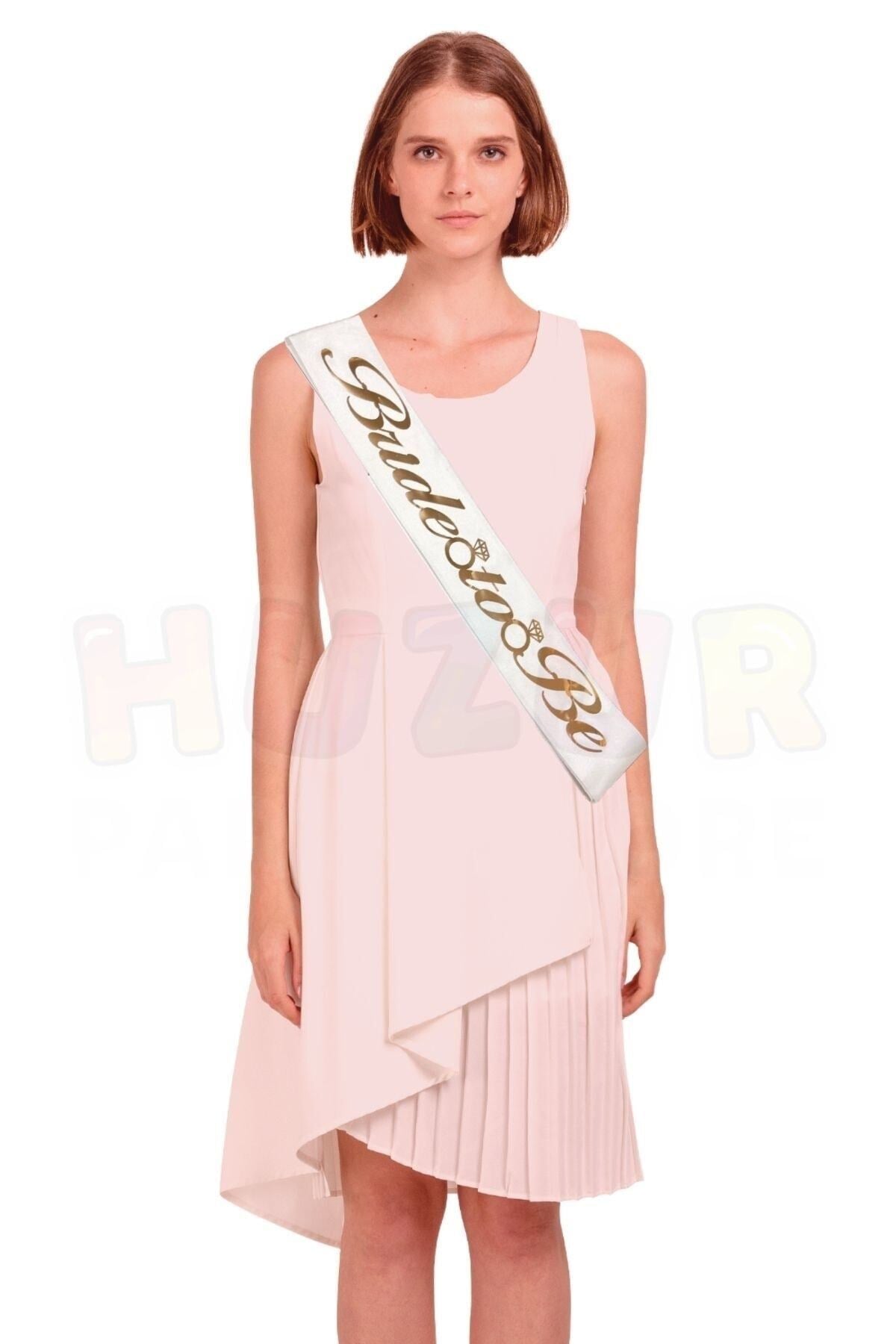 Bride To Be Beyaz Üstüne Rose Gold Yaldızlı Kuşak Yüzük Detaylı Bekarlığa Veda Partisi Konsepti