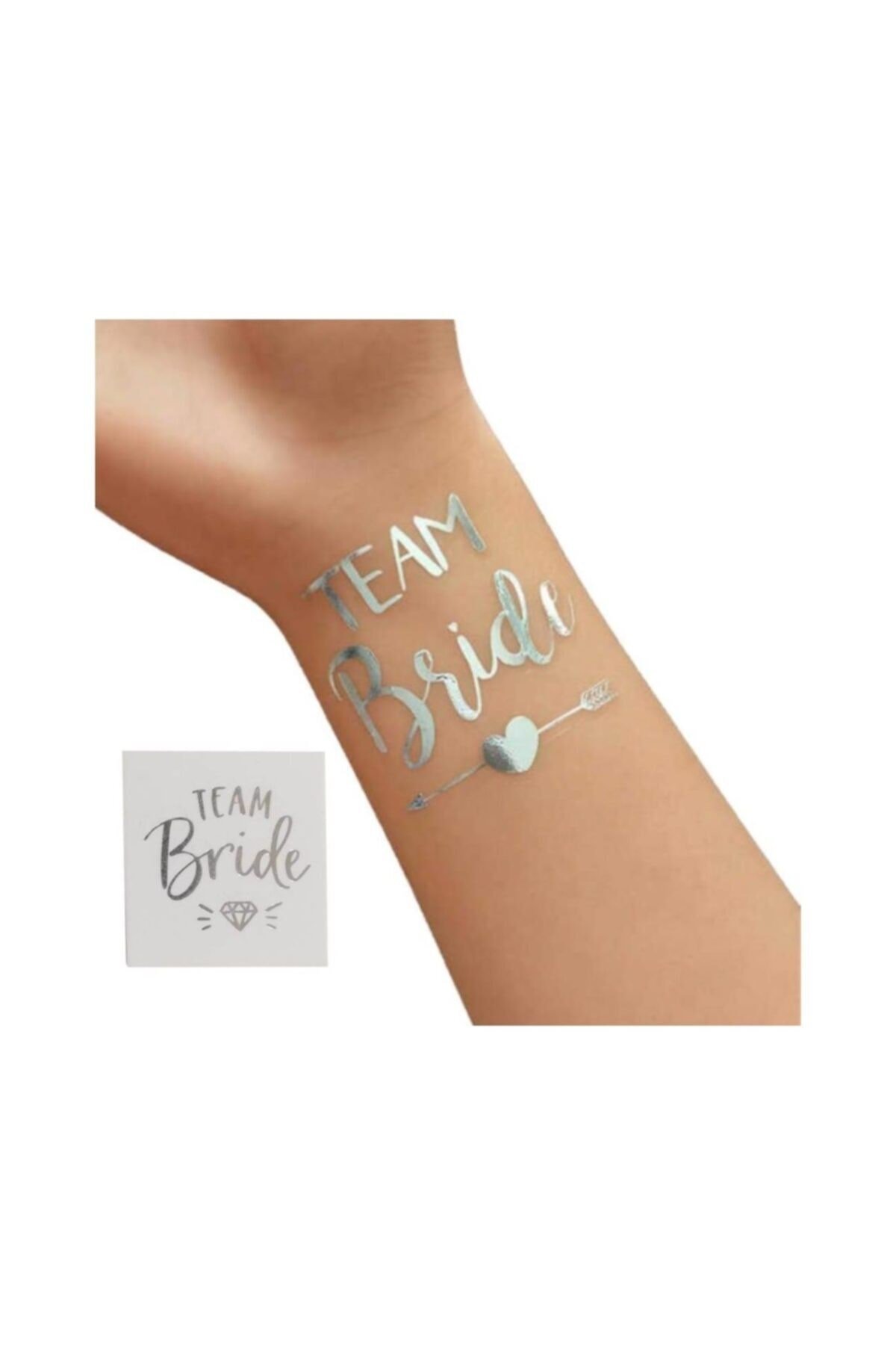 Bride To Be Konsepti 1 Bride 10 Team Bride Gümüş Gri Renkli Geçici Dövme Bekarlığa Veda Partisi