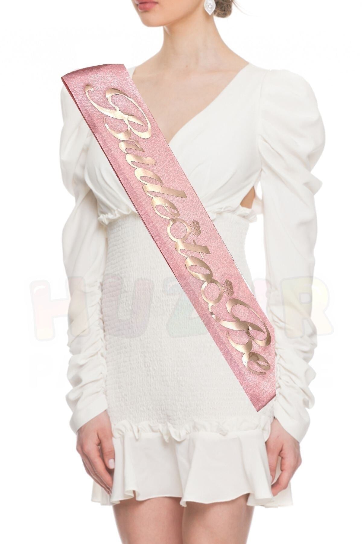Bride To Be Pembe Üstüne Rose Gold Yaldızlı Kuşak Yüzük Detaylı Bekarlığa Veda Partisi Konsepti