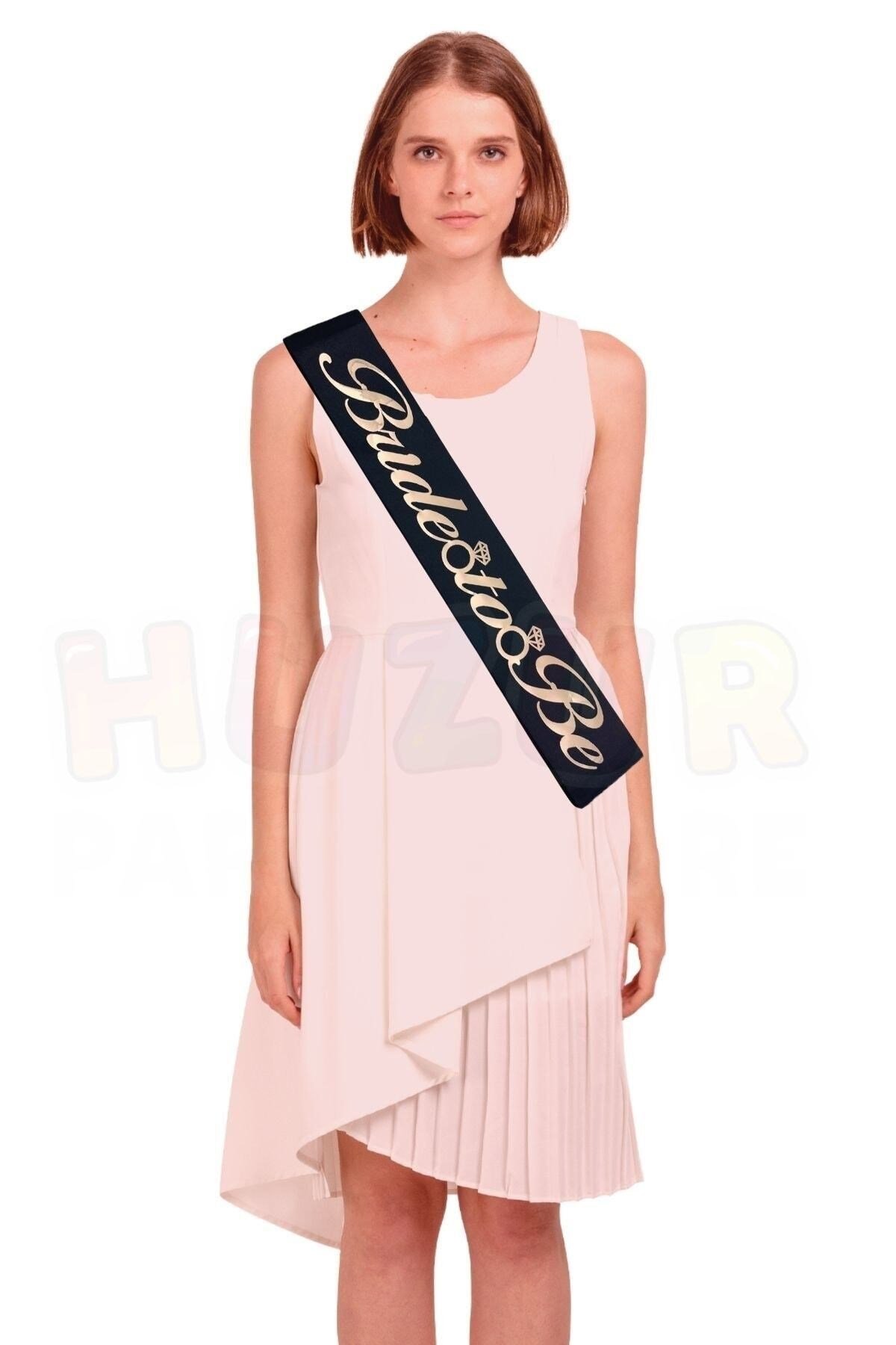 Bride To Be Siyah Üstüne Rose Gold Yaldızlı Kuşak Yüzük Detaylı Bekarlığa Veda Partisi Konsepti