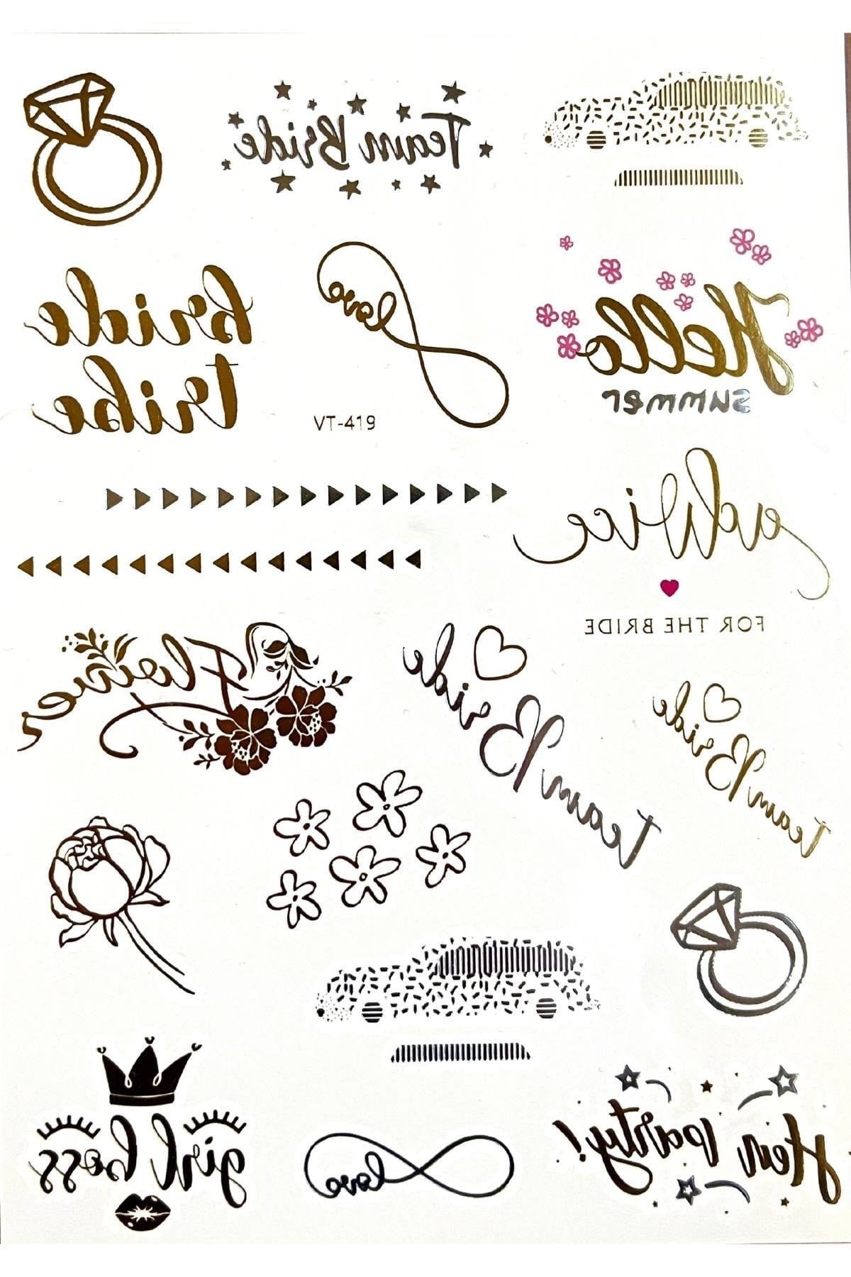 Bride To Be Team Bride 20 Adet Karışık Modelli Renkli Geçici Parlak Dövme Bekarlığa Veda Partisi