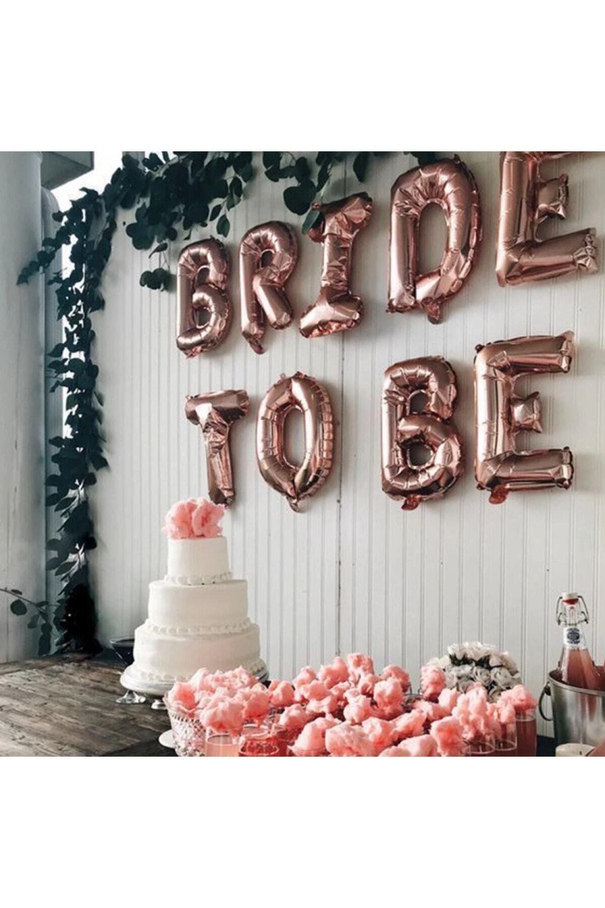 Bride To Be Yazılı Folyo Balon Konsepti Rose Gold Renkli Bekarlığa Veda Partisi Büyük Balon Seti