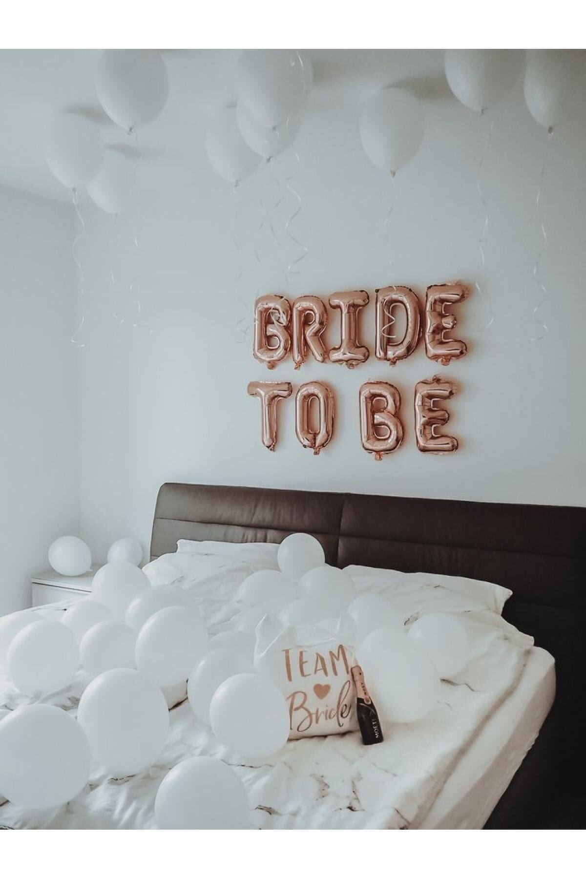 Bride To Be Yazılı Folyo Balon Konsepti Rose Gold Renkli Bekarlığa Veda Partisi Büyük Balon Seti