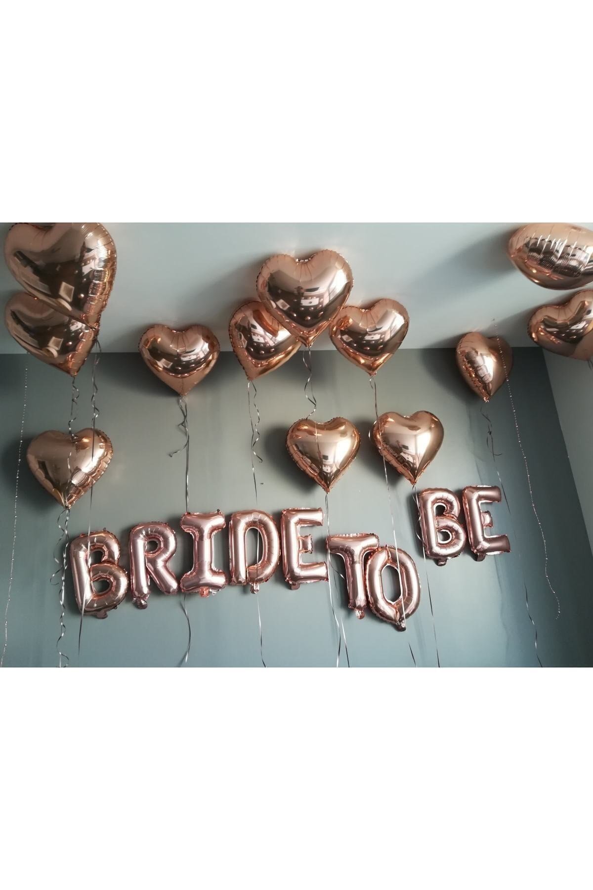 Bride To Be Yazılı Folyo Balon Konsepti Rose Gold Renkli Bekarlığa Veda Partisi Büyük Balon Seti