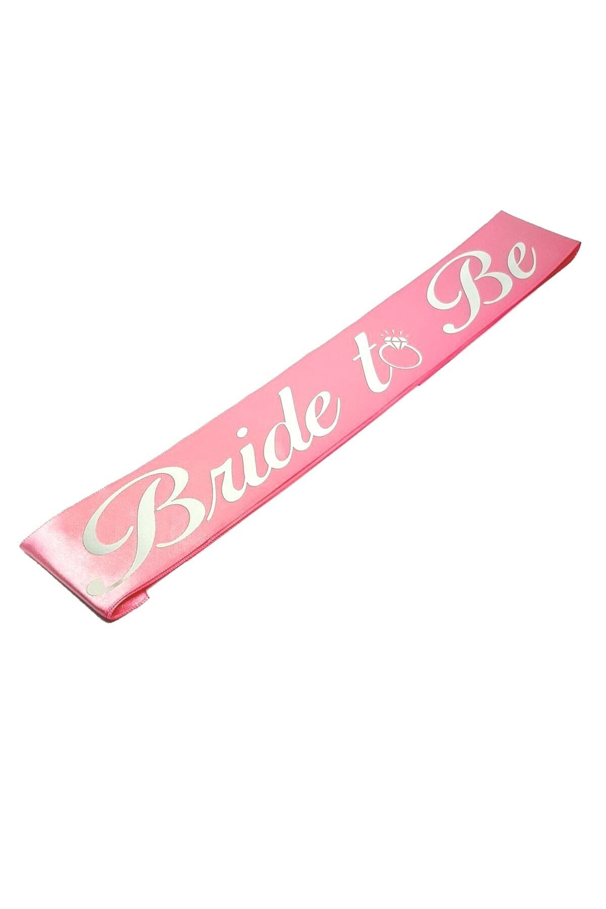 Bride To Be Yazılı Pembe Üstüne Gümüş Gri Yaldızlı Kuşak Bekarlığa Veda Partisi Konsepti Kuşağı