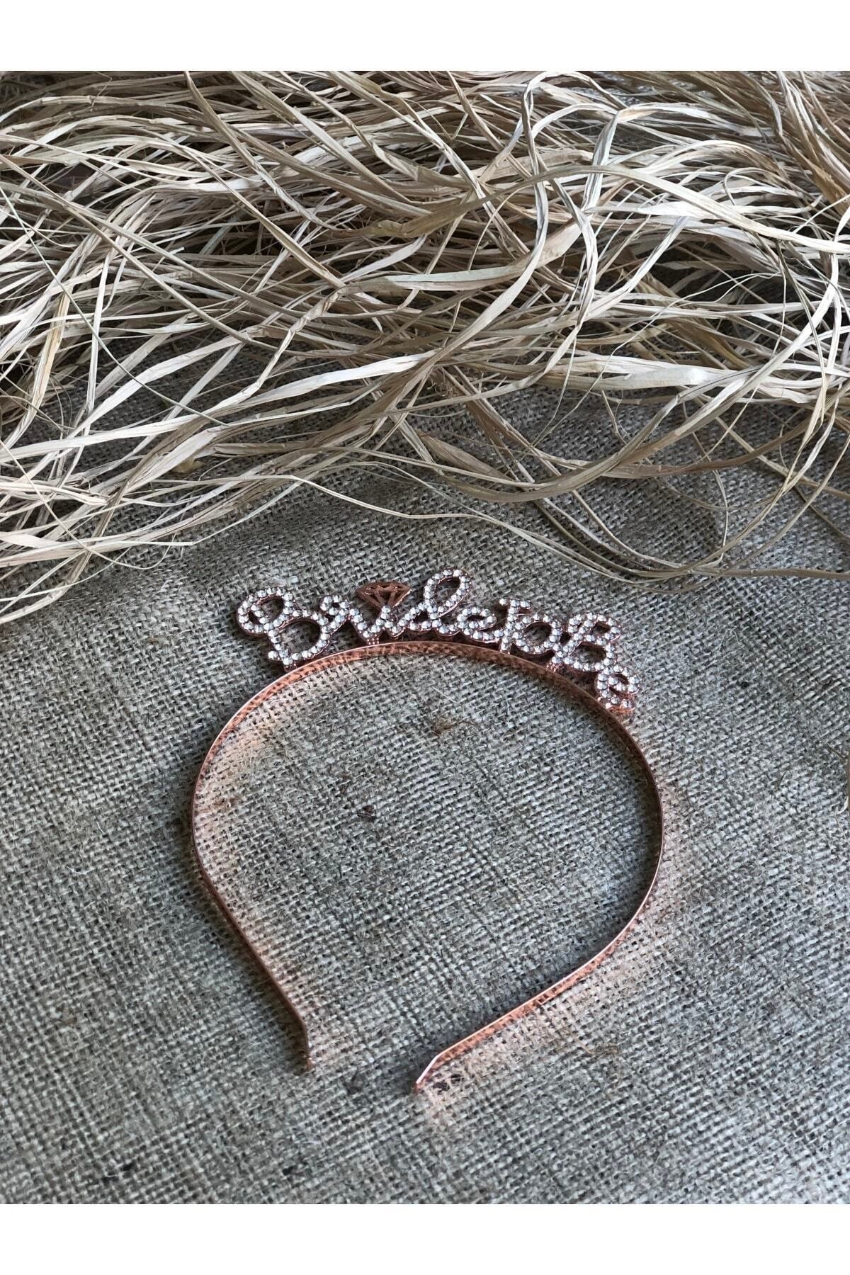 Bride To Be Yazılı Taşlı Taç Parıldayan Taş Yapısı Rose Gold Renkli Bekarlığa Veda Partisi Konsept