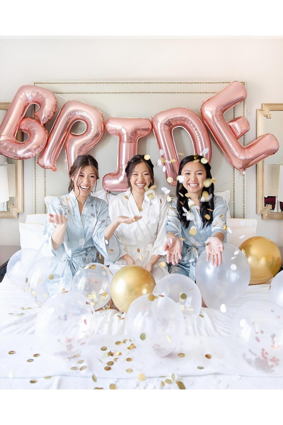 Bride Yazılı 85 Cm Folyo Balon Konsepti Rose Gold Renkli Bekarlığa Veda Partisi Büyük Balon Seti