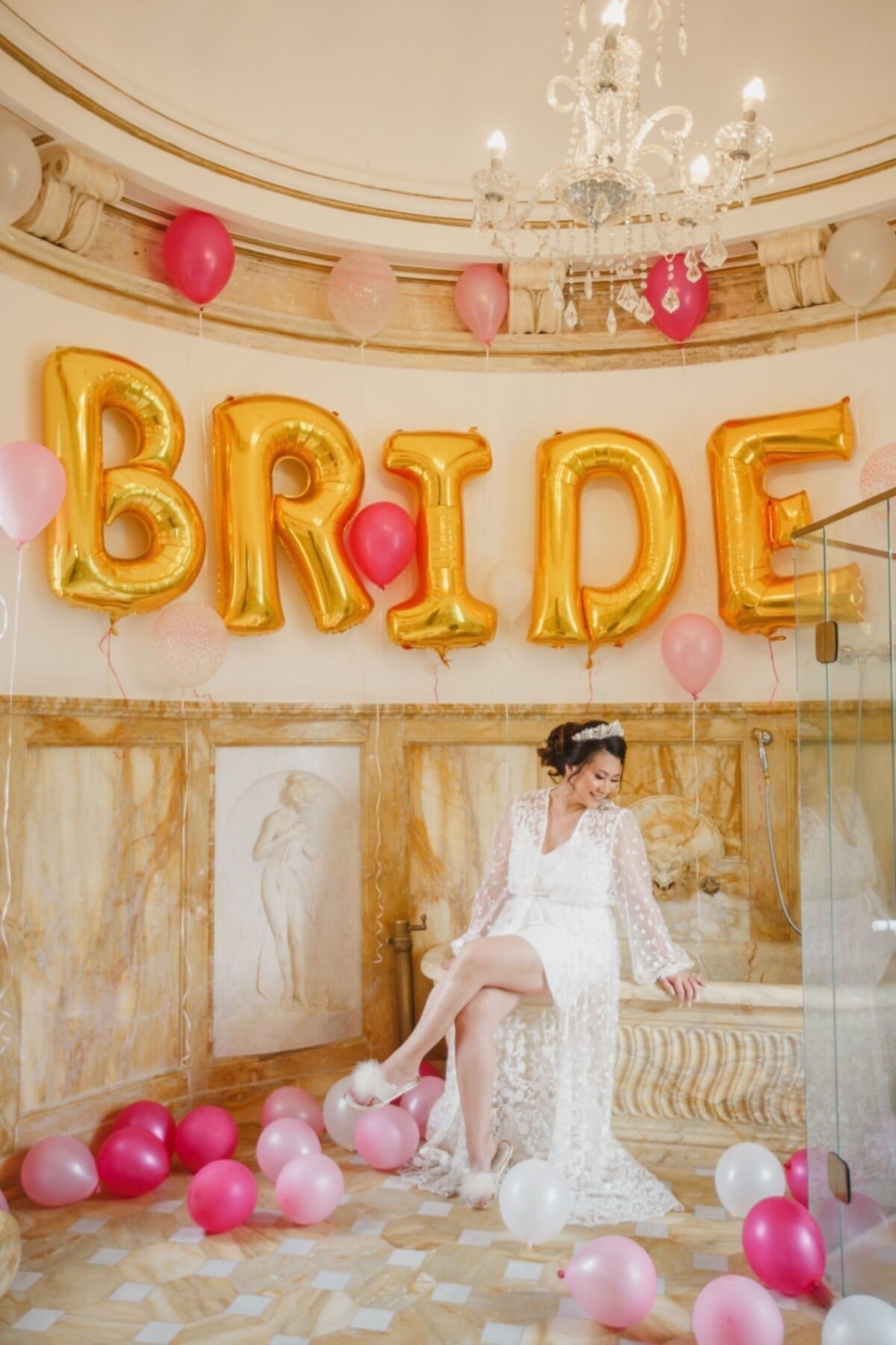 Bride Yazılı Büyük Boy Her Harf 100 Cm Folyo Balon Gold Renkli Altın Sarısı Bekarlığa Veda Partisi