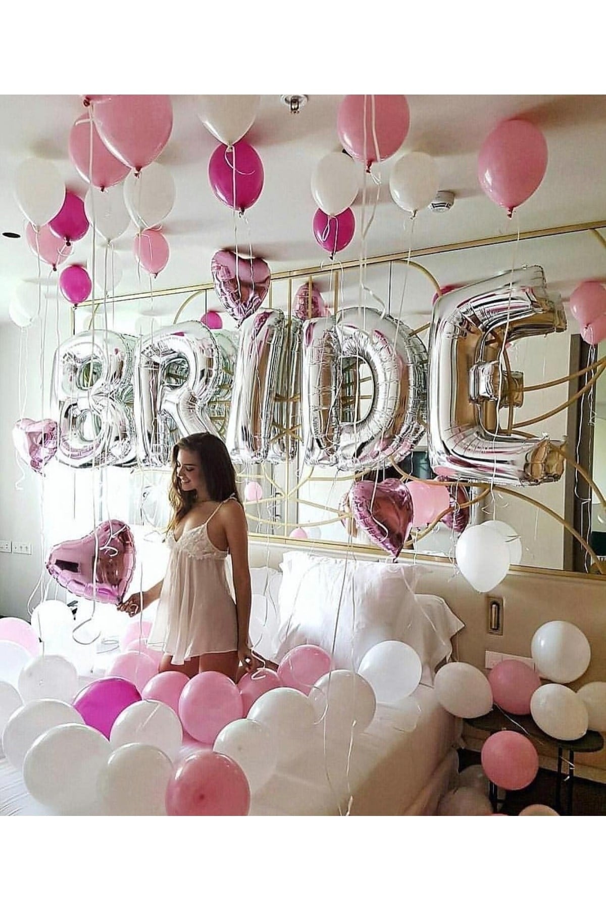 Bride Yazılı Büyük Boy Her Harf 100 Cm Folyo Balon Gümüş Renkli Gri Renginde Bekarlığa Veda Partisi