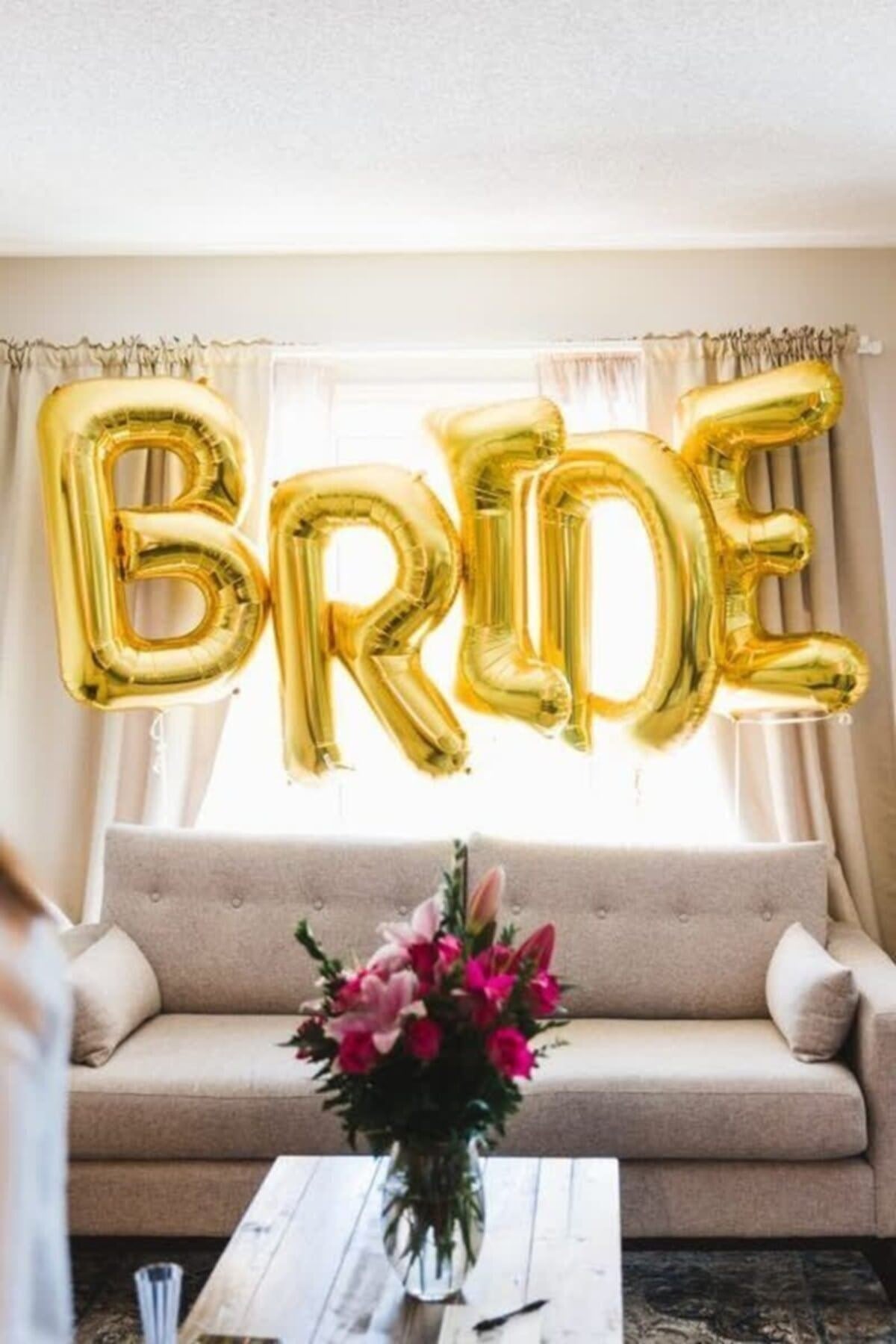 Bride Yazılı Büyük Boy Her Harf 100 Cm Folyo Balon Gold Renkli Altın Sarısı Bekarlığa Veda Partisi