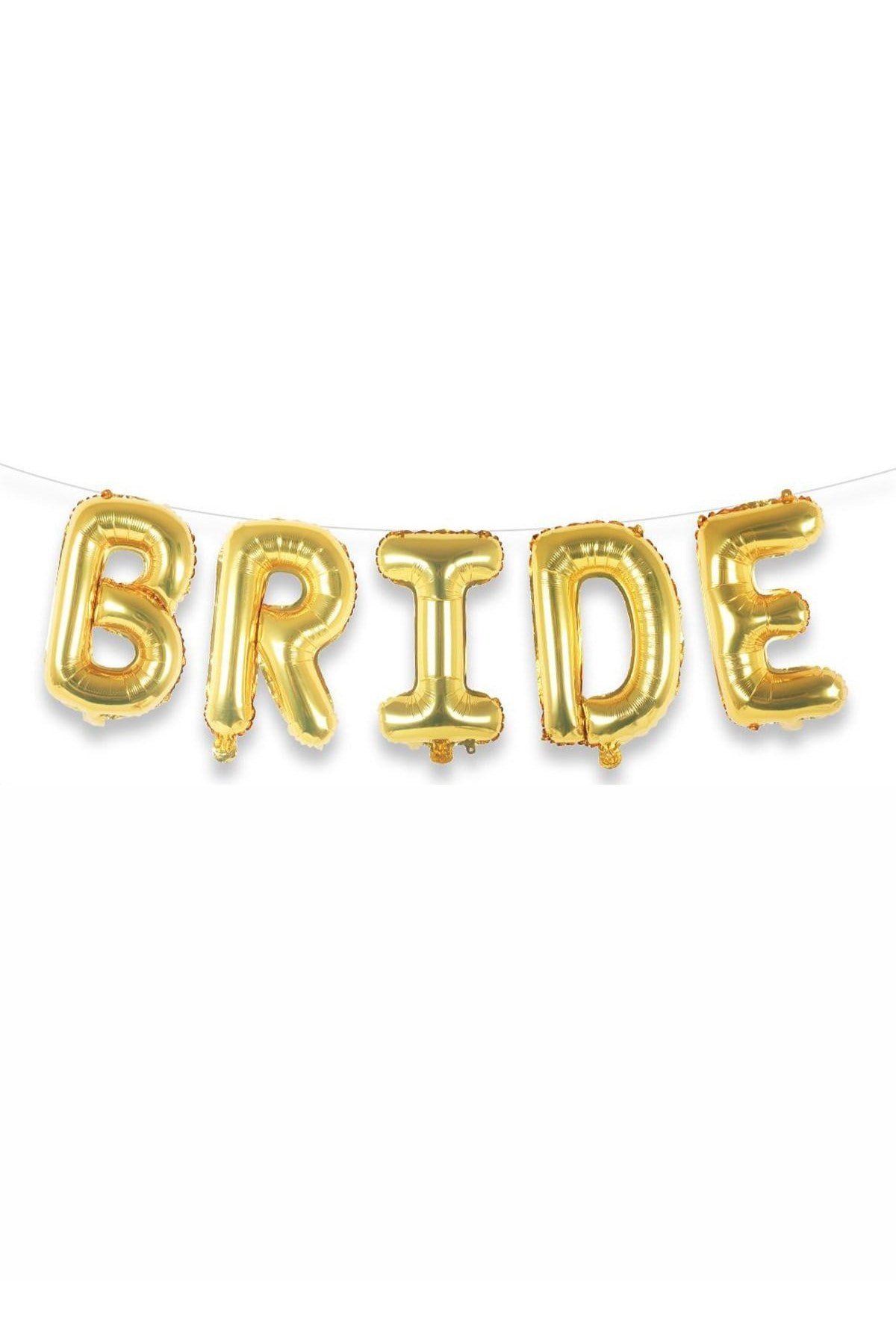 Bride Yazılı Büyük Boy Her Harf 100 Cm Folyo Balon Gold Renkli Altın Sarısı Bekarlığa Veda Partisi