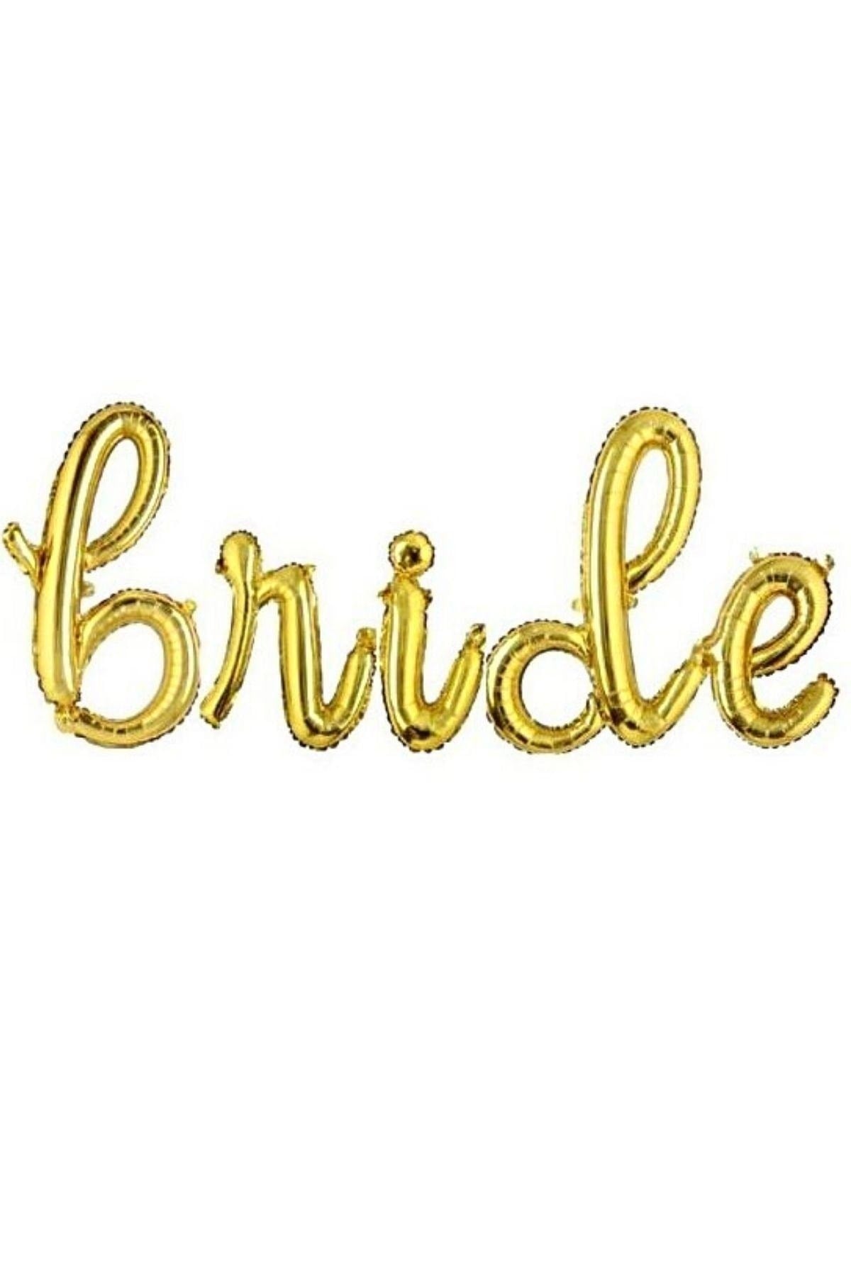 Bride Yazılı El Yazısı Folyo Gold Renkli Balon Altın Sarısı Bekarlığa Veda Partisi Imza Büyük Balon