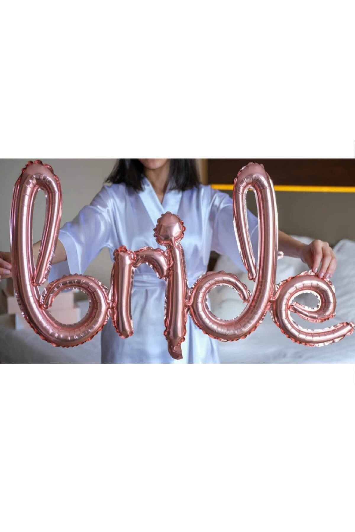 Bride Yazılı El Yazısı Folyo Rose Gold Renkli Balon Bekarlığa Veda Partisi Büyük Balon Seti