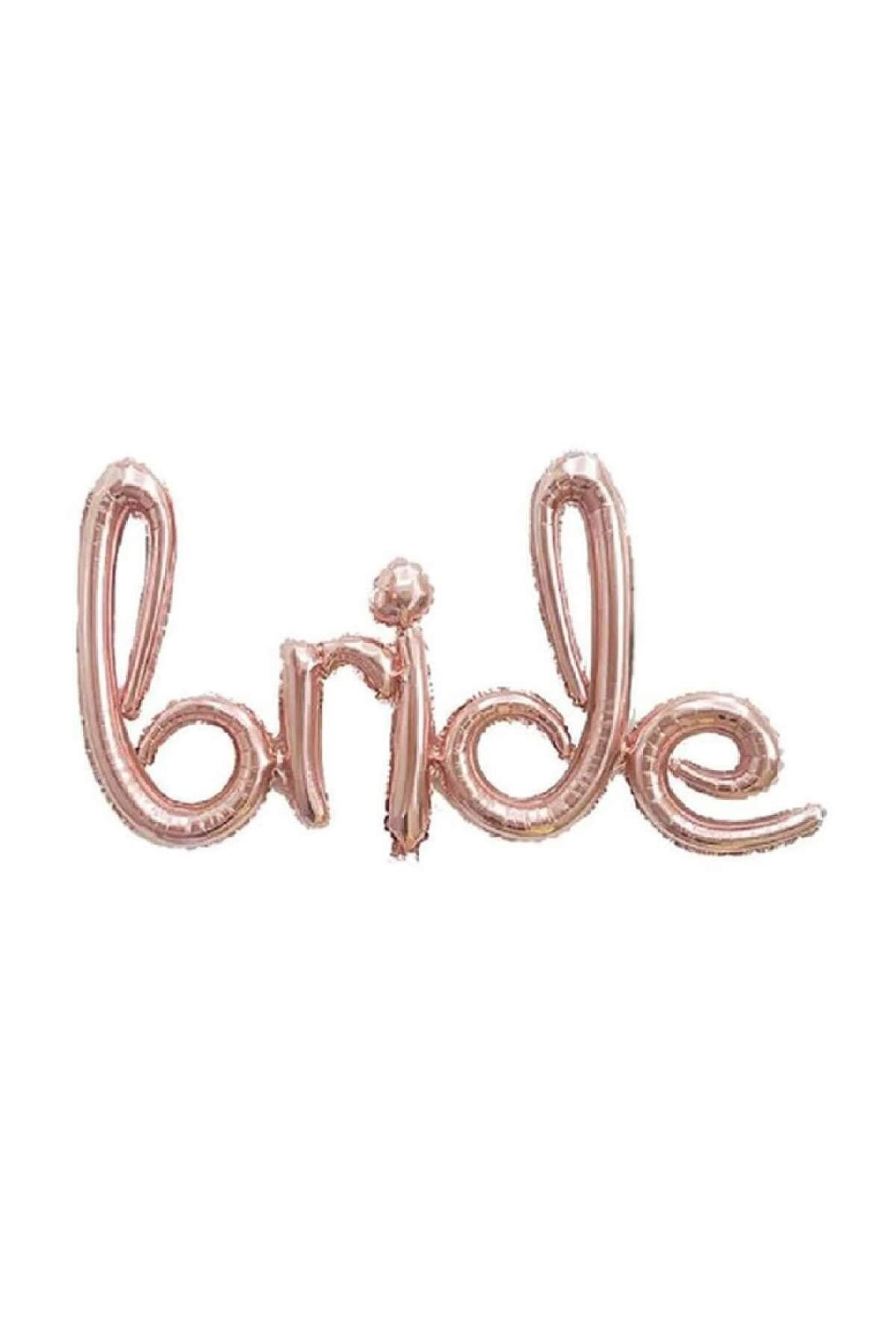 Bride Yazılı El Yazısı Folyo Rose Gold Renkli Balon Bekarlığa Veda Partisi Büyük Balon Seti