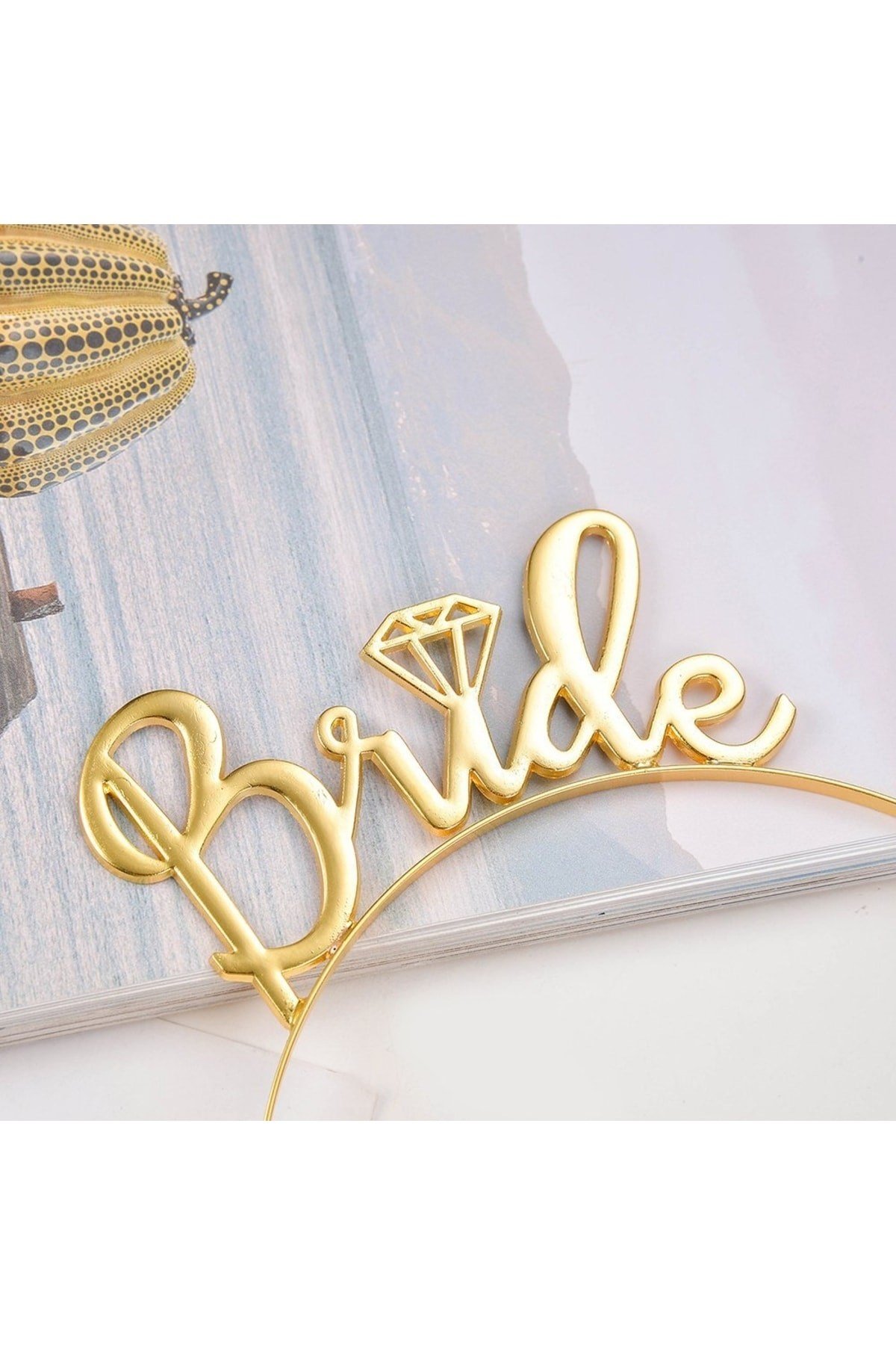 Bride Yazılı Metal Taç Gold Renkli Altın Sarısı Bekarlığa Veda Partisi Konsepti Kaliteli Taç